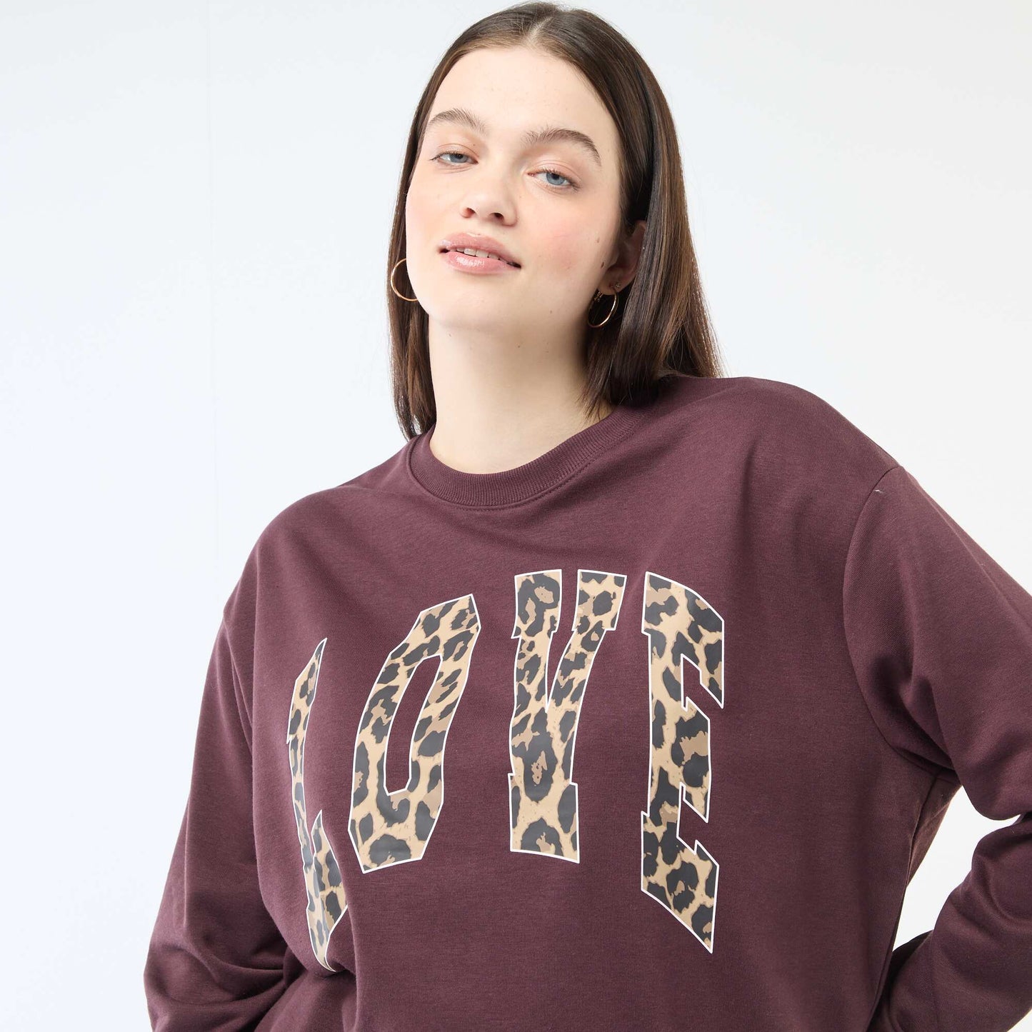Sweat léger en French Terry avec inscription MARRON