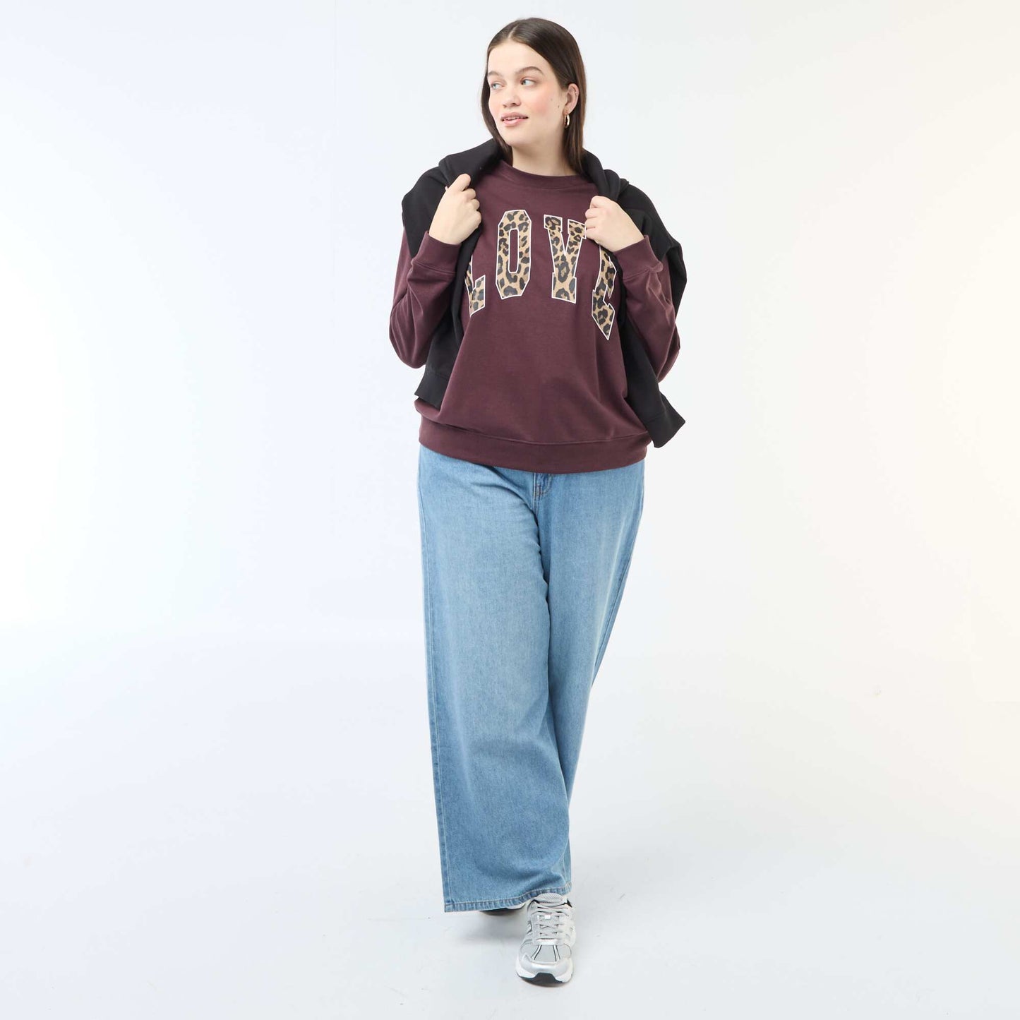 Sweat léger en French Terry avec inscription MARRON