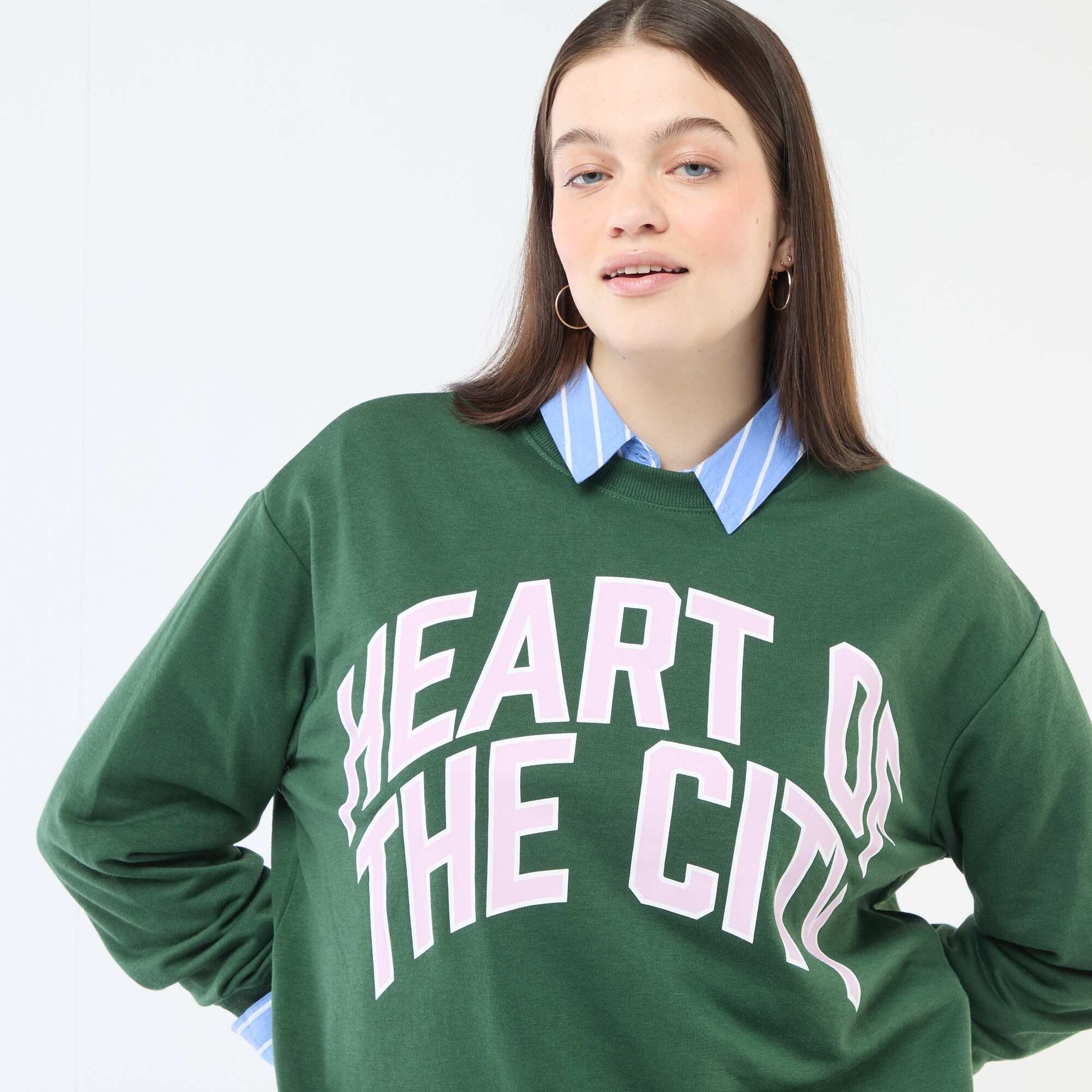 Sweat léger en French Terry avec inscription VERT