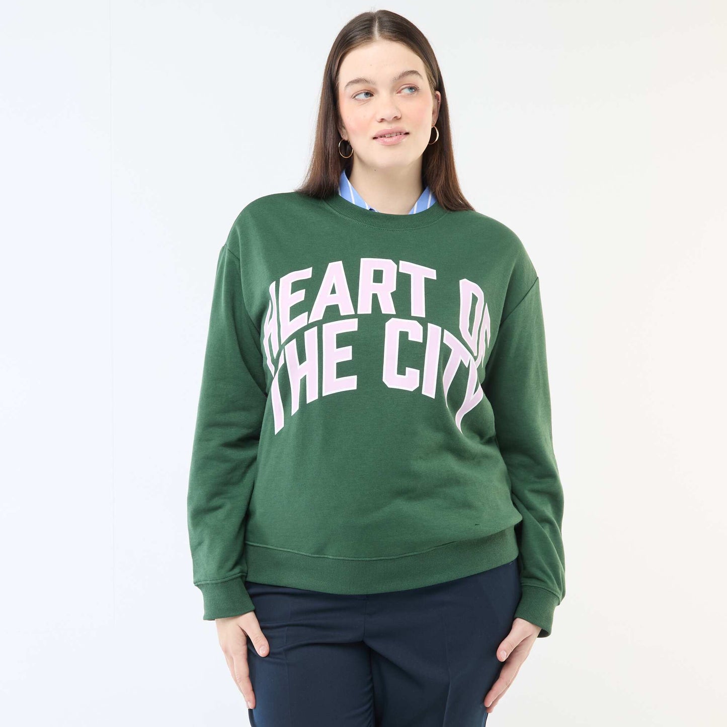 Sweat léger en French Terry avec inscription VERT