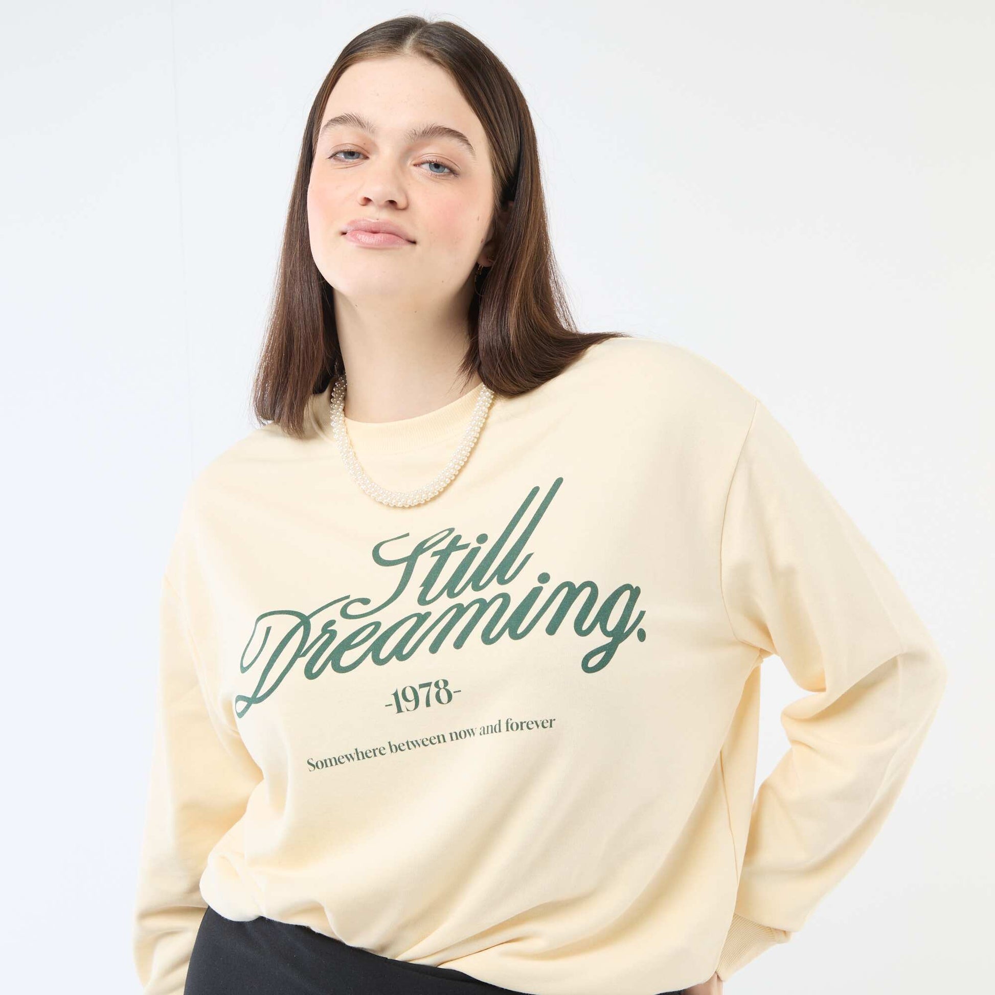 Sweat léger en French Terry avec inscription BLANC