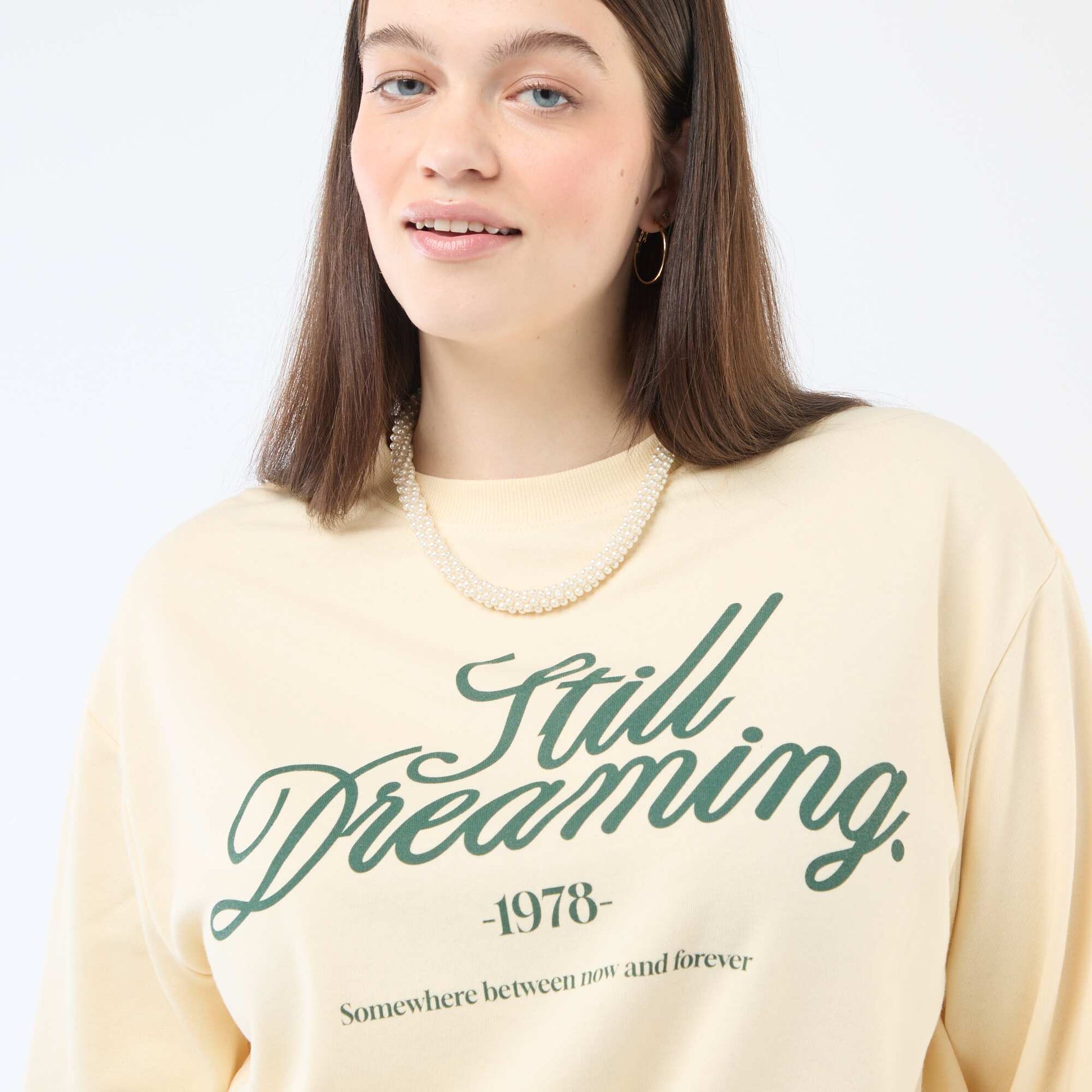 Sweat léger en French Terry avec inscription BLANC