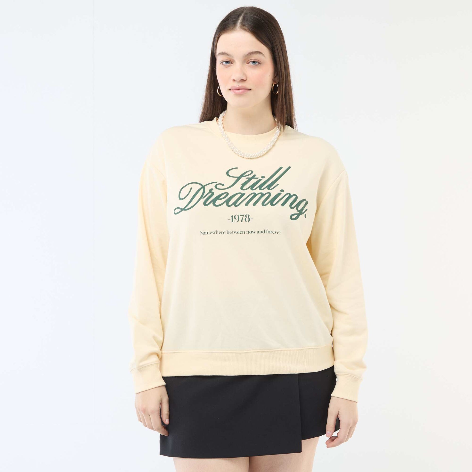 Sweat léger en French Terry avec inscription BLANC