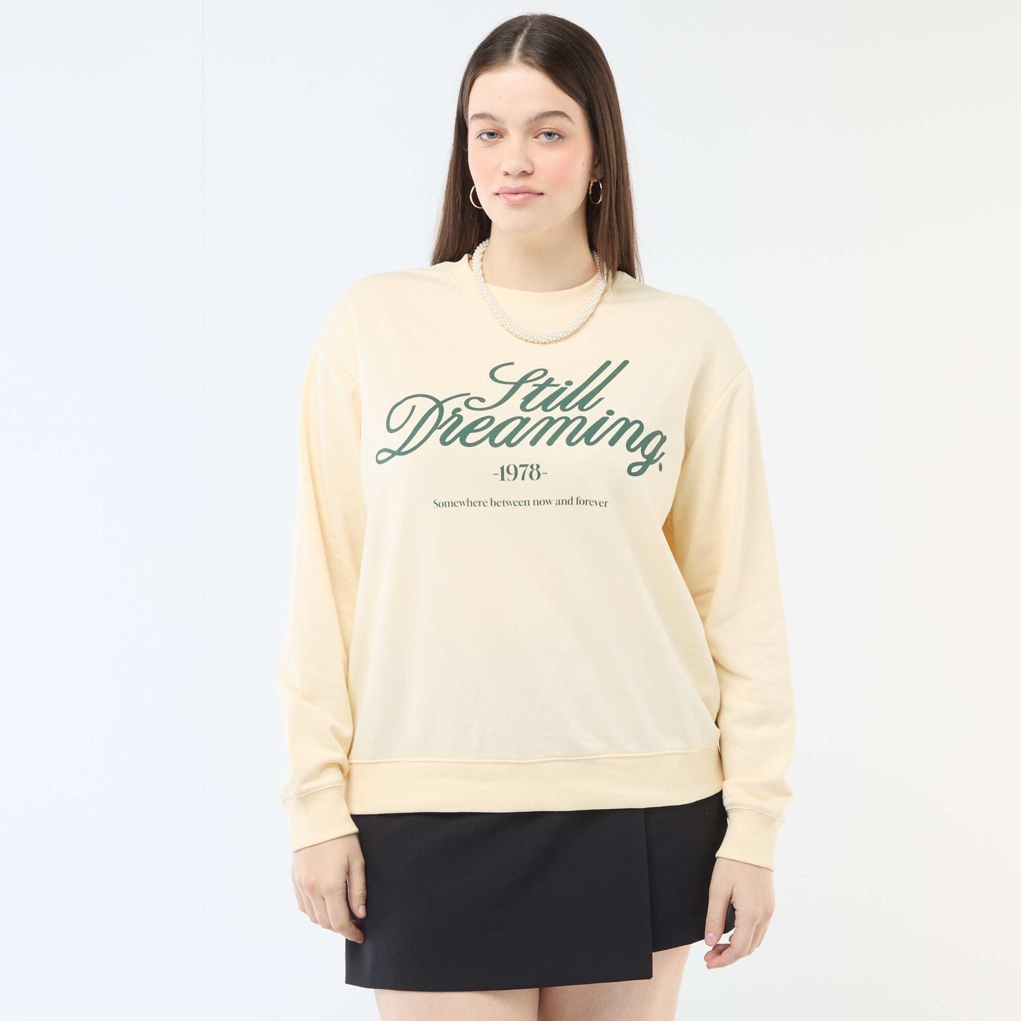 Sweat léger en French Terry avec inscription BLANC