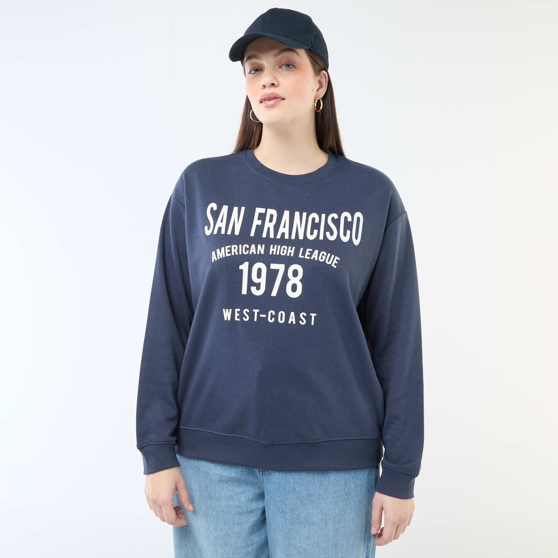 Sweat léger en French Terry avec inscription BLEU