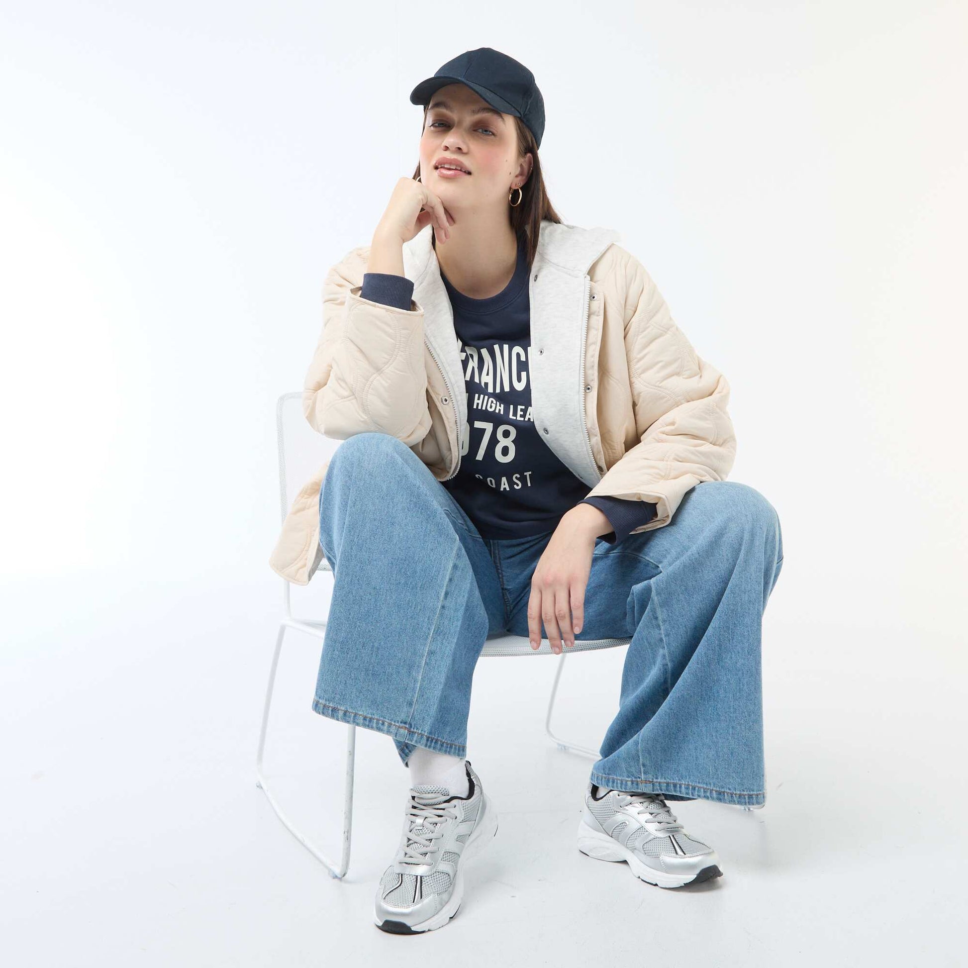 Sweat léger en French Terry avec inscription BLEU