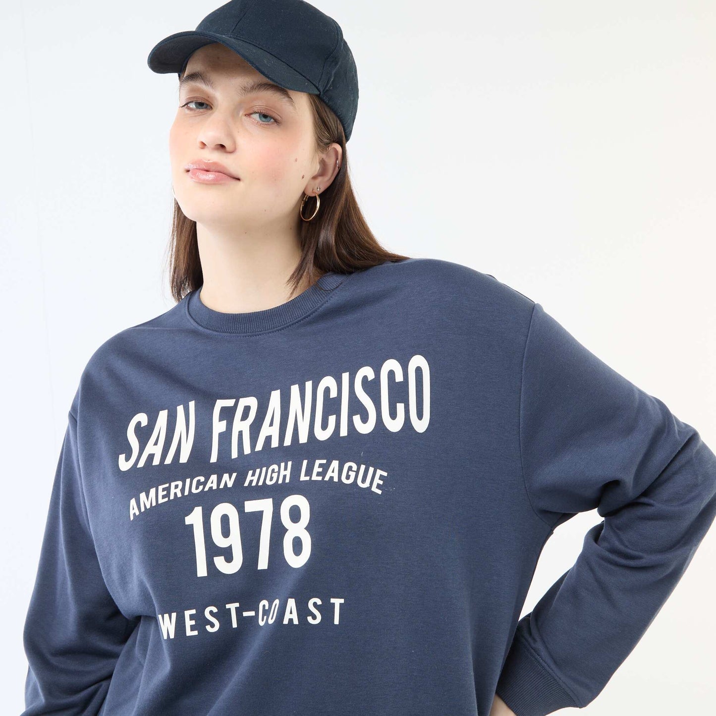Sweat léger en French Terry avec inscription BLEU