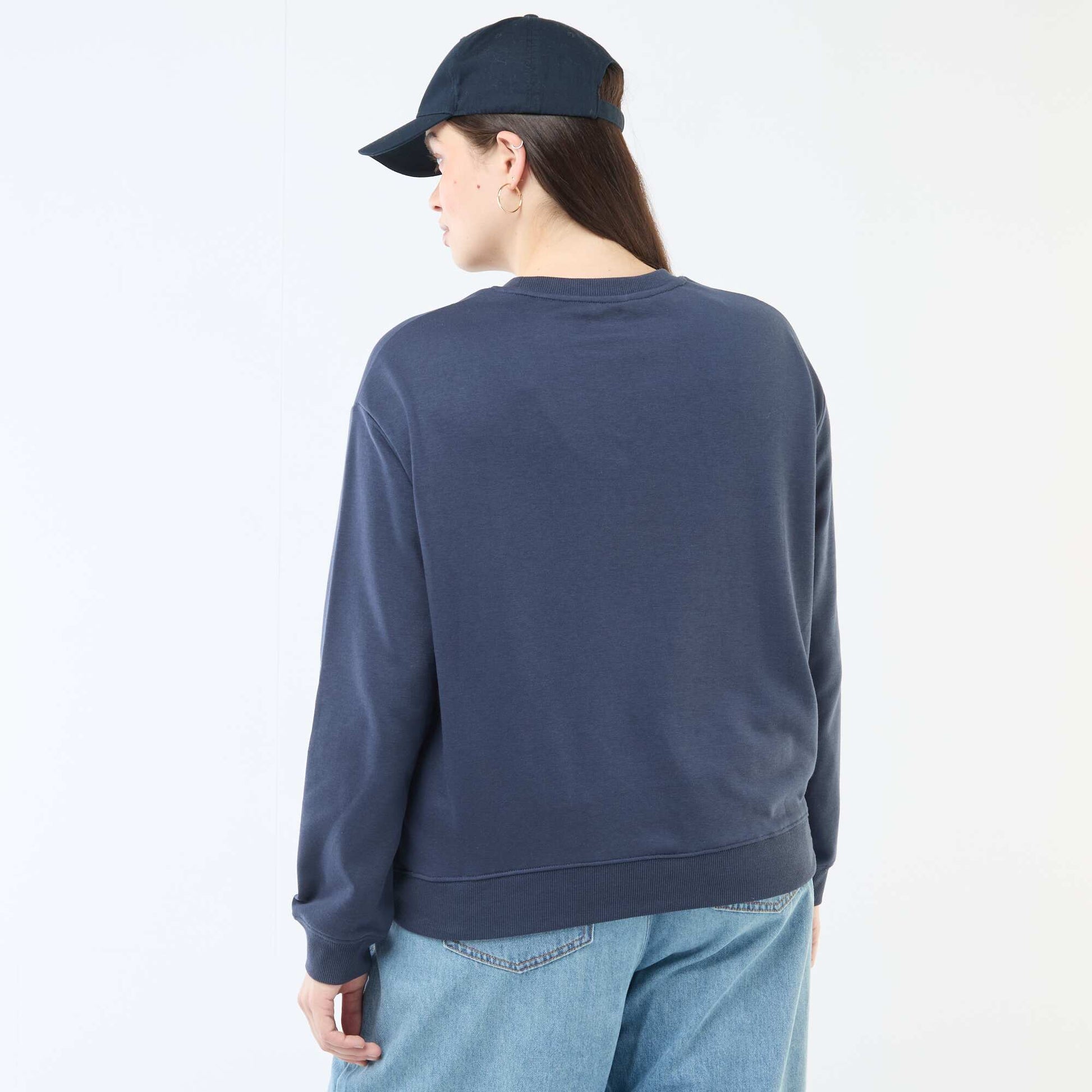 Sweat léger en French Terry avec inscription BLEU