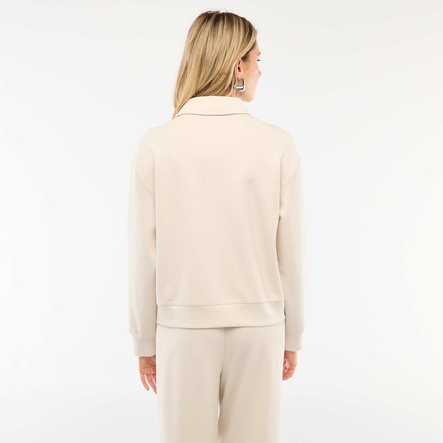 Sweat col polo zippé BEIGE