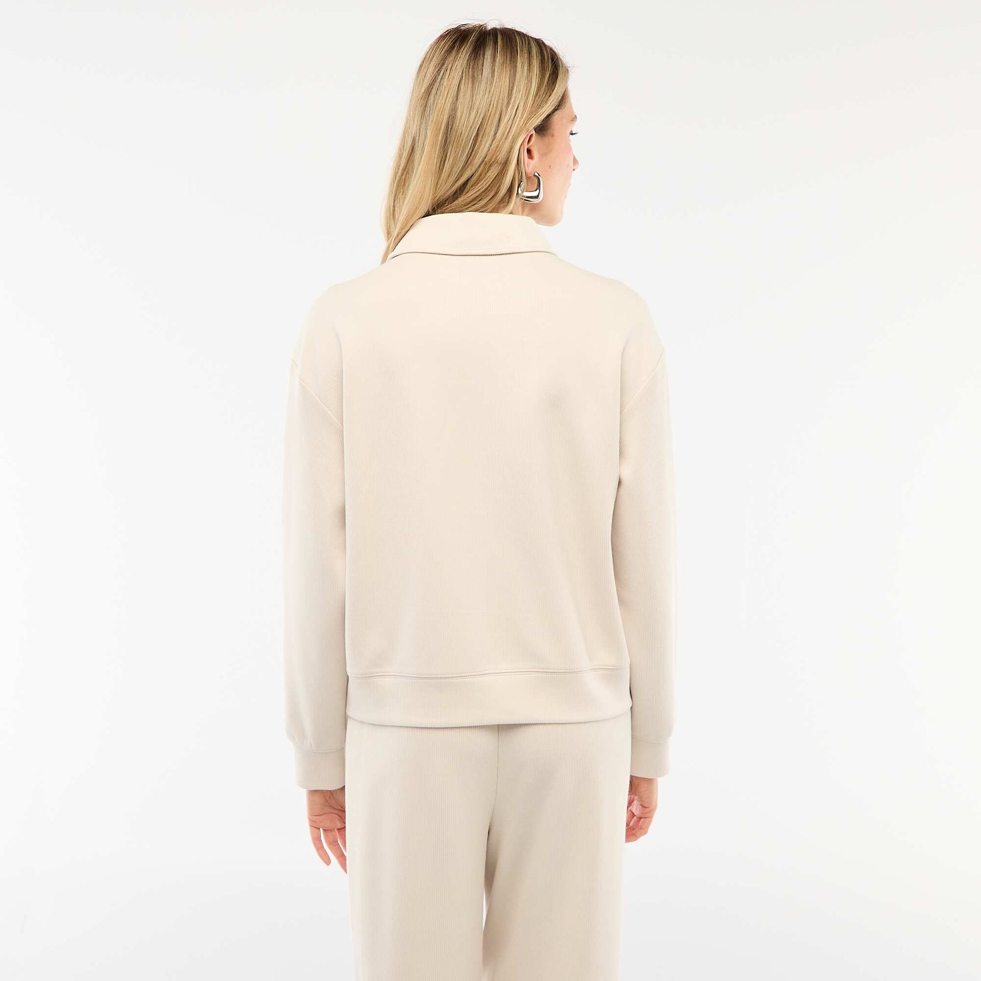 Sweat col polo zippé BEIGE