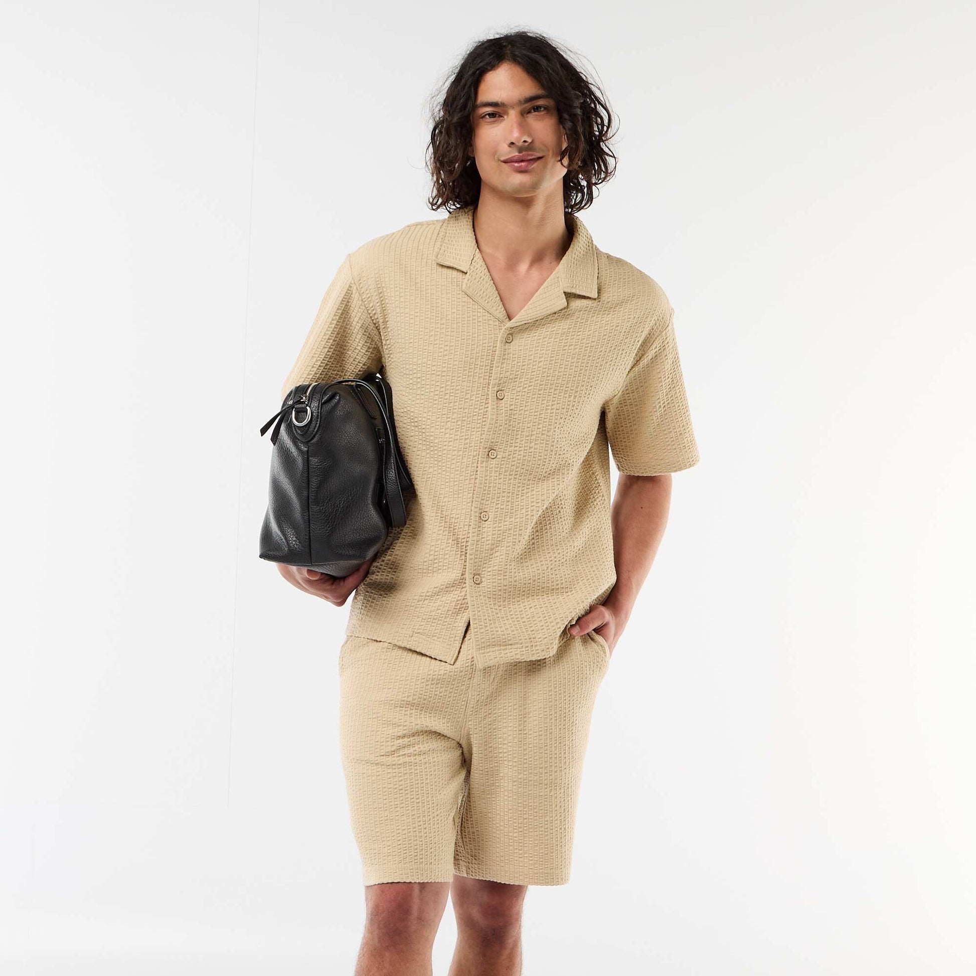 Bermuda maille lourde uni BEIGE