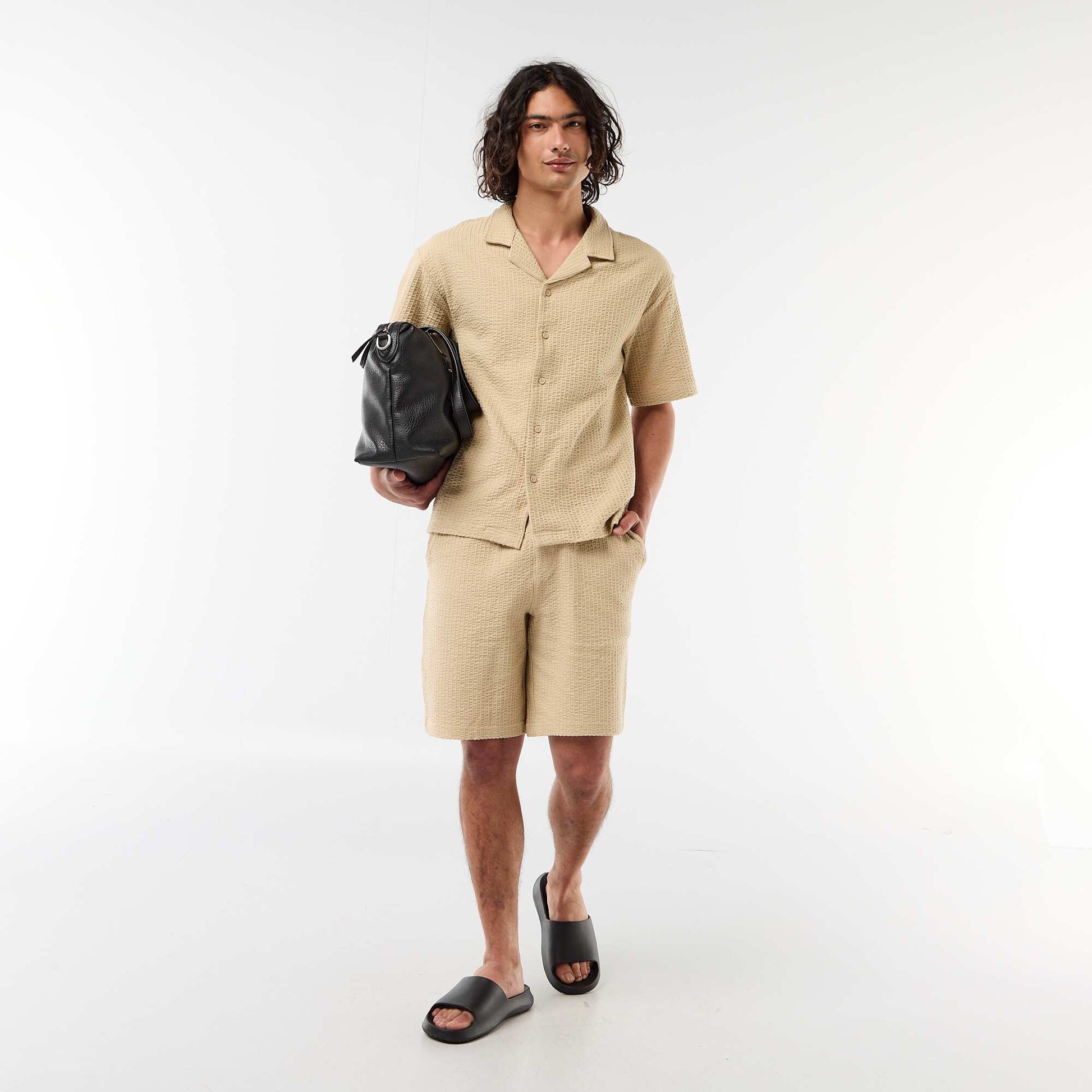 Bermuda maille lourde uni BEIGE