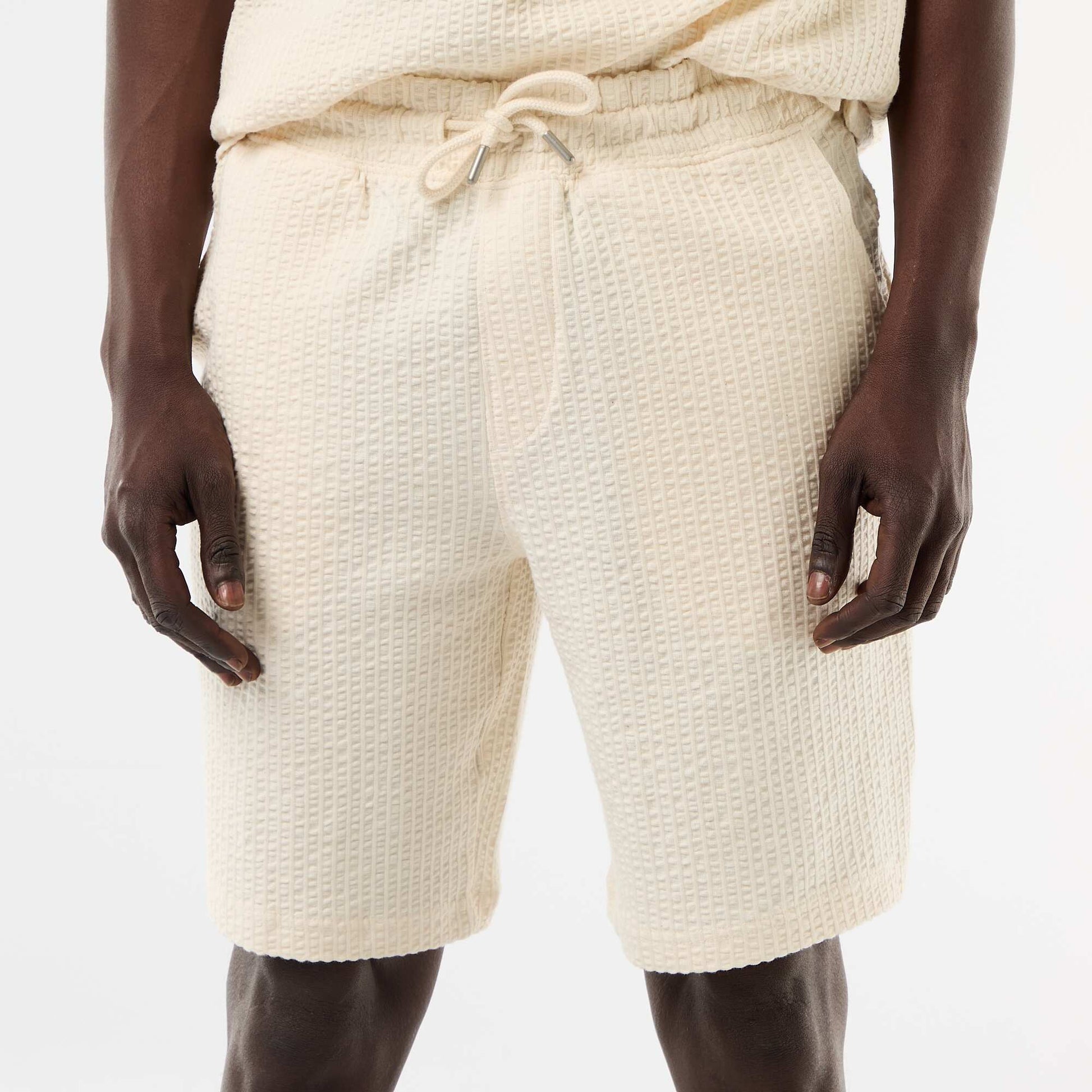 Bermuda maille lourde uni BLANC