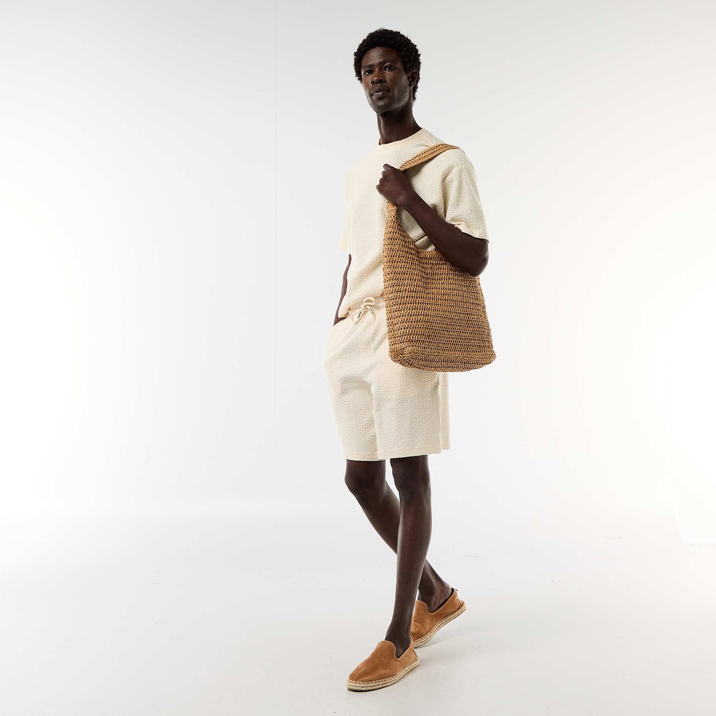 Bermuda maille lourde uni BLANC