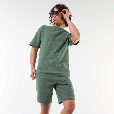 Bermuda maille lourde uni VERT