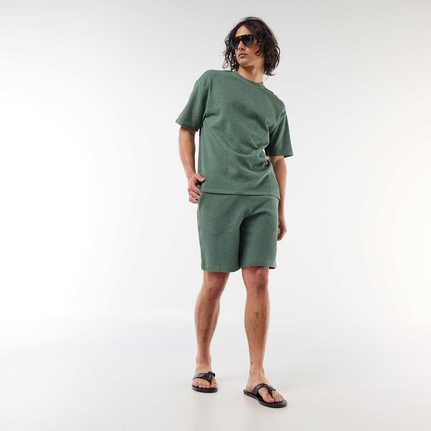Bermuda maille lourde uni VERT
