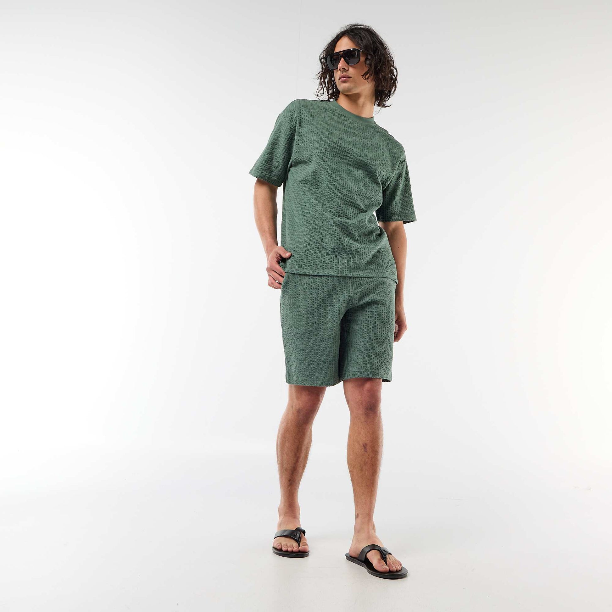 Bermuda maille lourde uni VERT