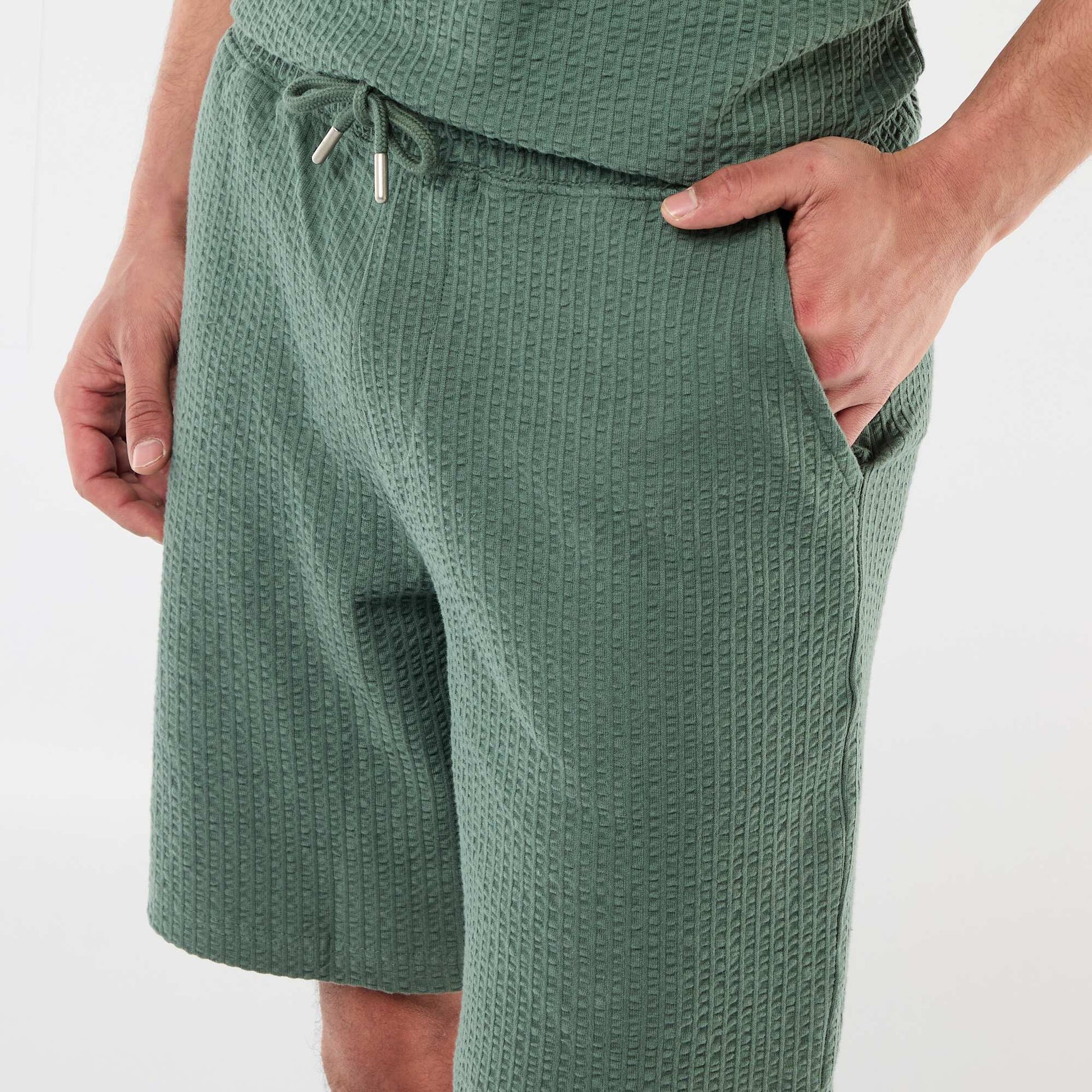 Bermuda maille lourde uni VERT