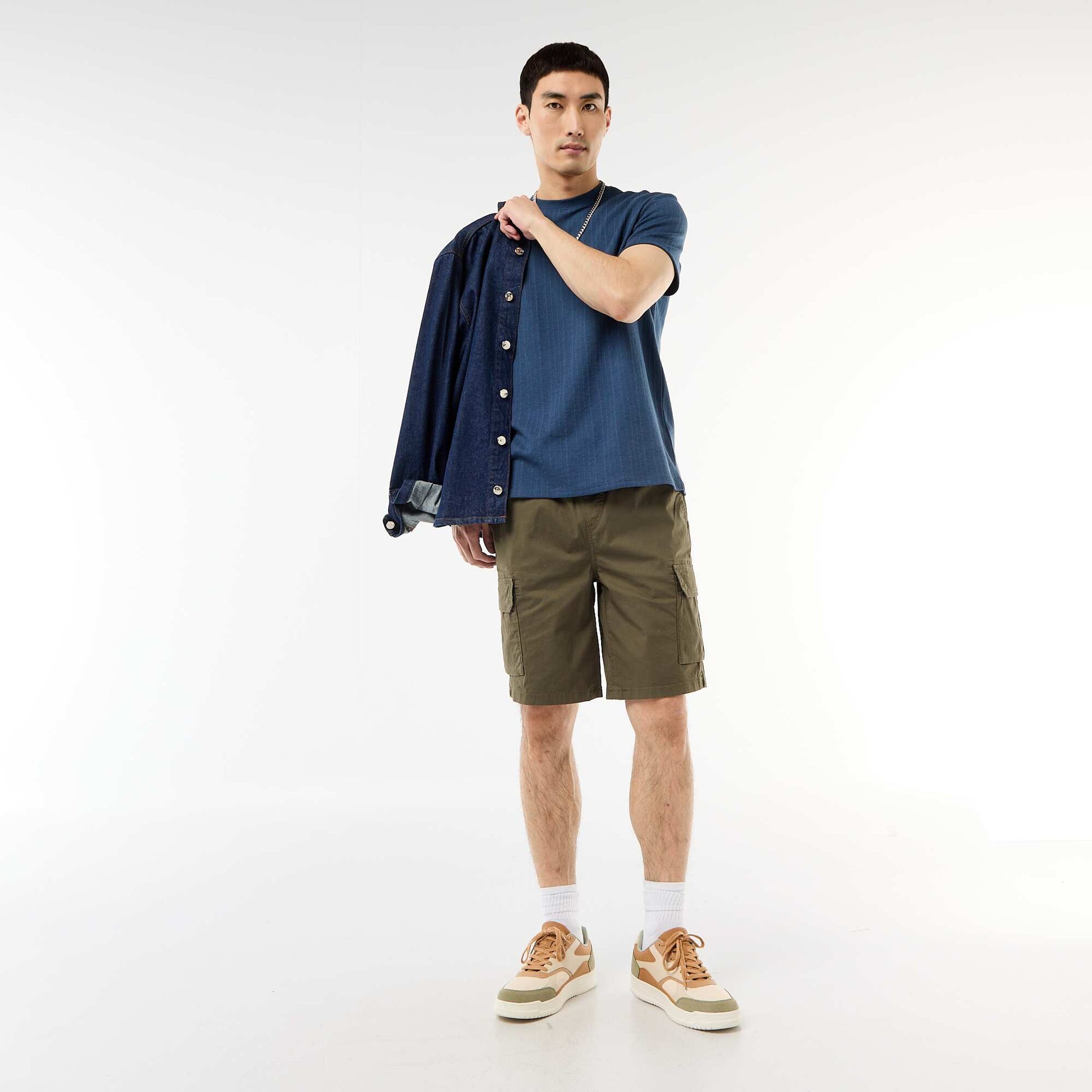 Bermuda chino en popeline avec poches à rabat KAKI