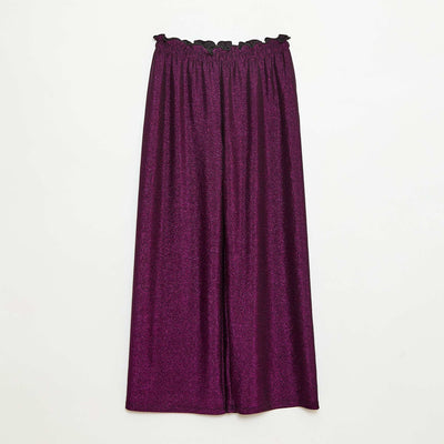 Pantalon large wide leg fit en maille bisou VIOLET