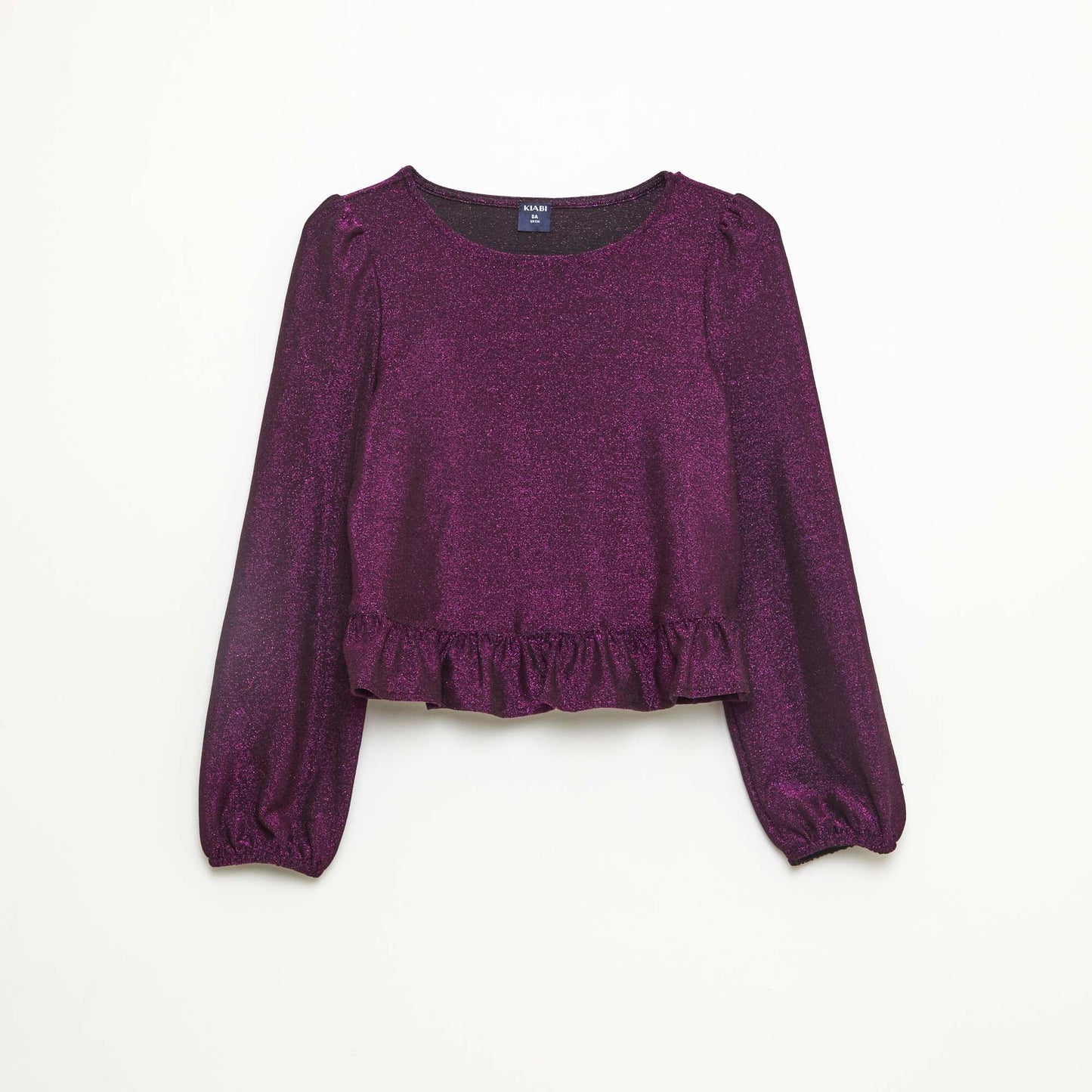 Haut brillant en maille bisous volantée VIOLET