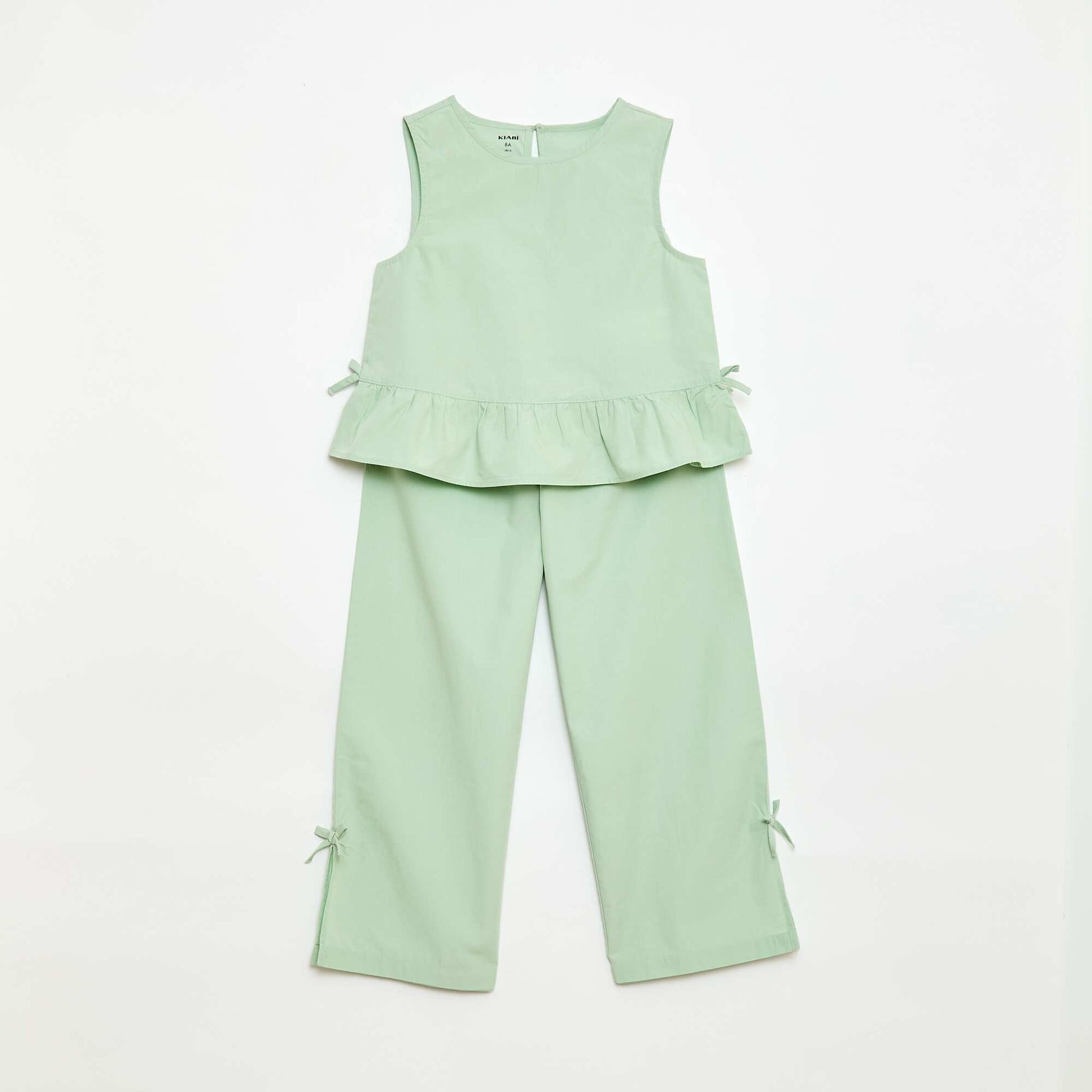 Ensemble blouse sans manches + pantalon - 2 pièces VERT