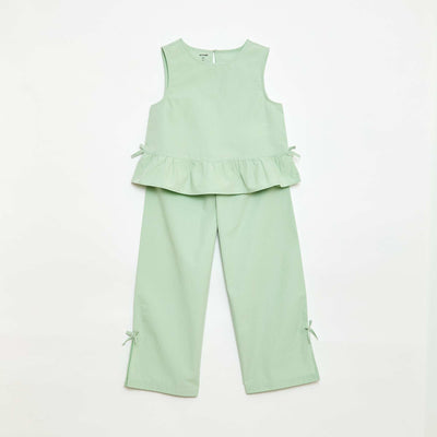 Ensemble blouse sans manches + pantalon - 2 pièces VERT