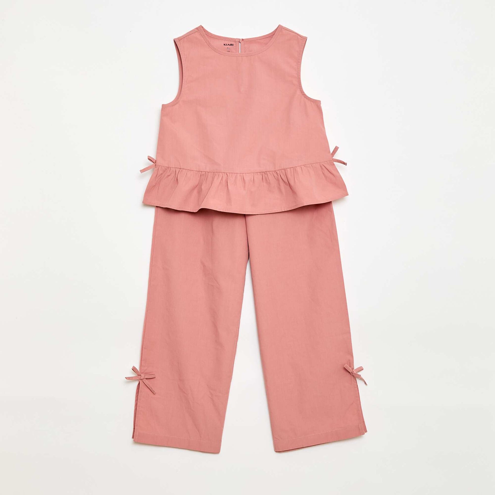 Ensemble blouse sans manches + pantalon - 2 pièces ROSE