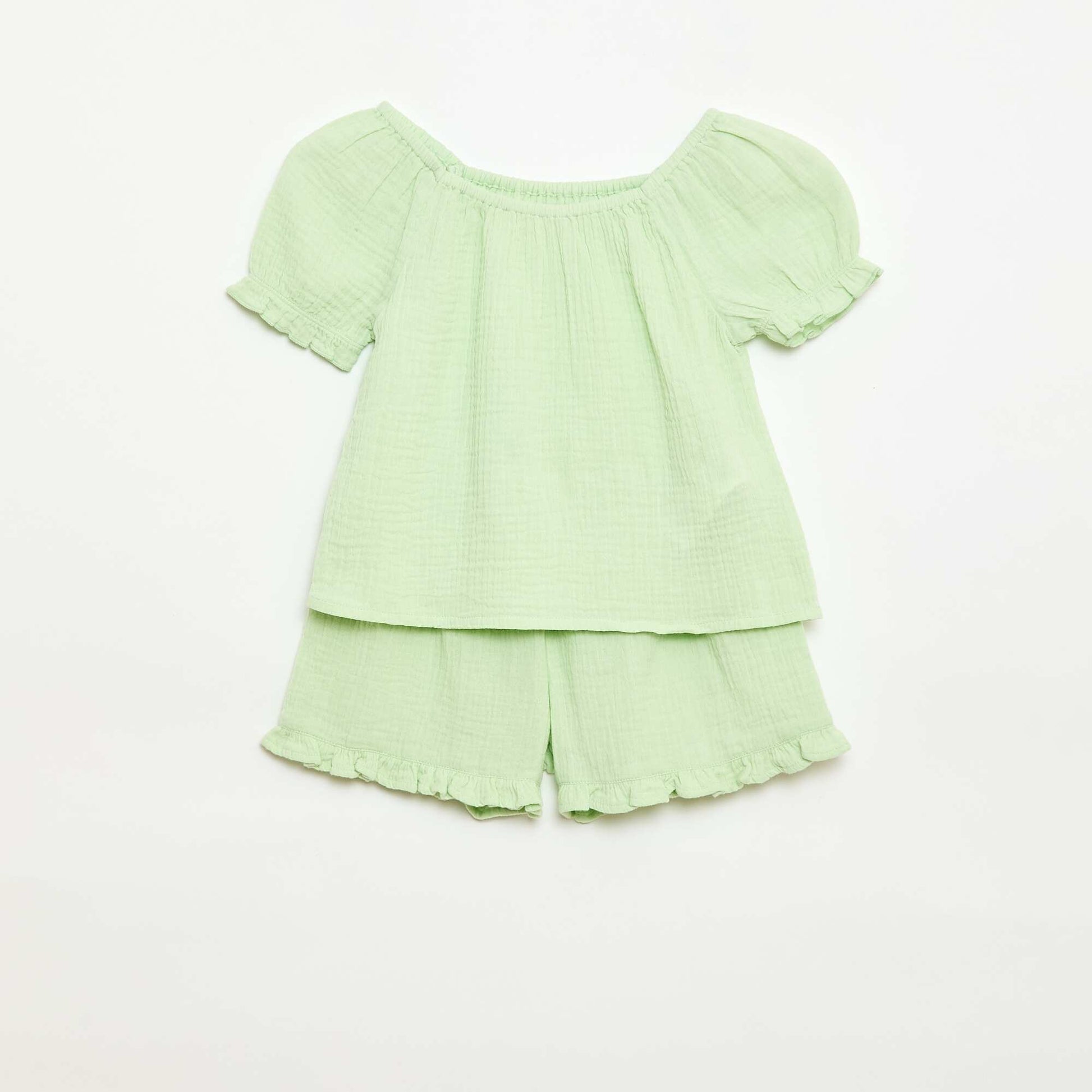 Ensemble blouse + short uni - 2 pièces VERT