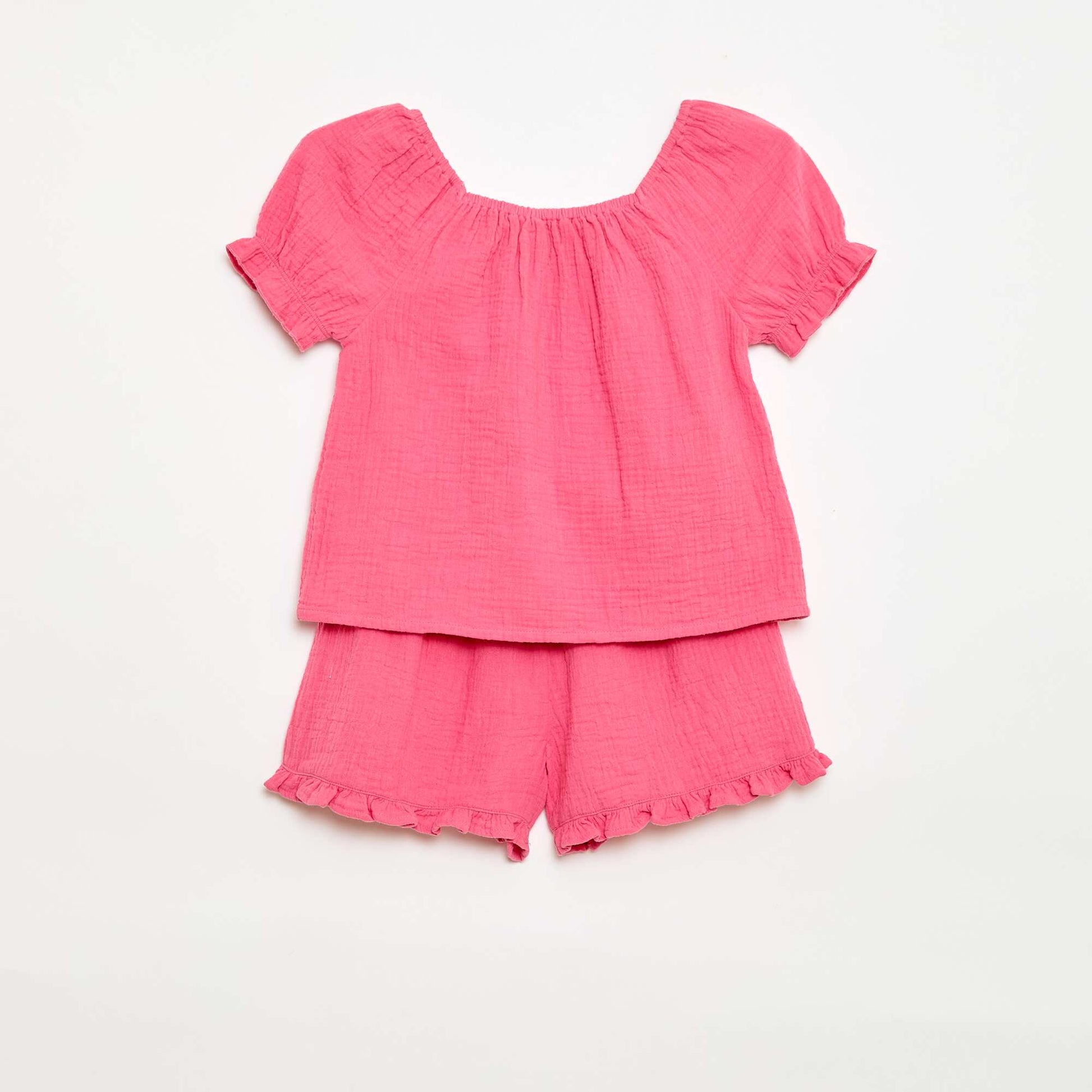 Ensemble blouse + short uni - 2 pièces ROSE