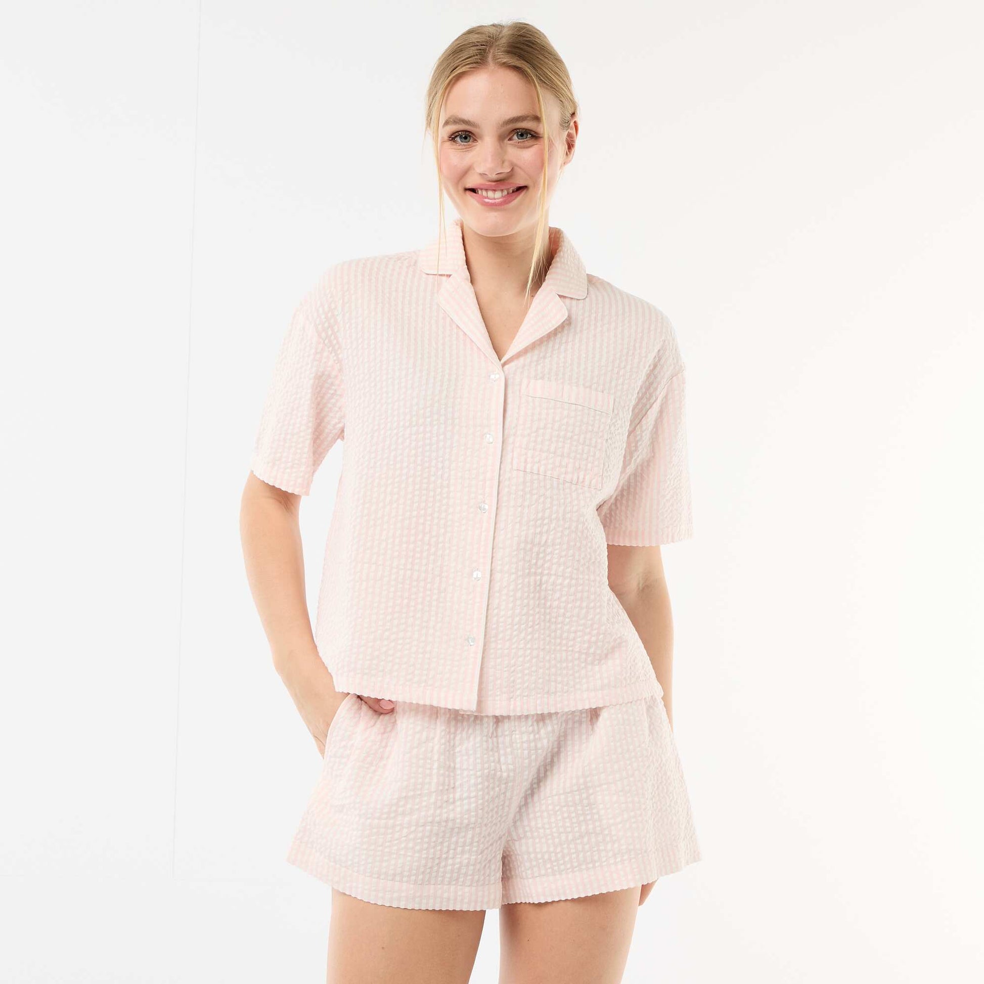 Pyjama short rayé - 2 pièces ROSE
