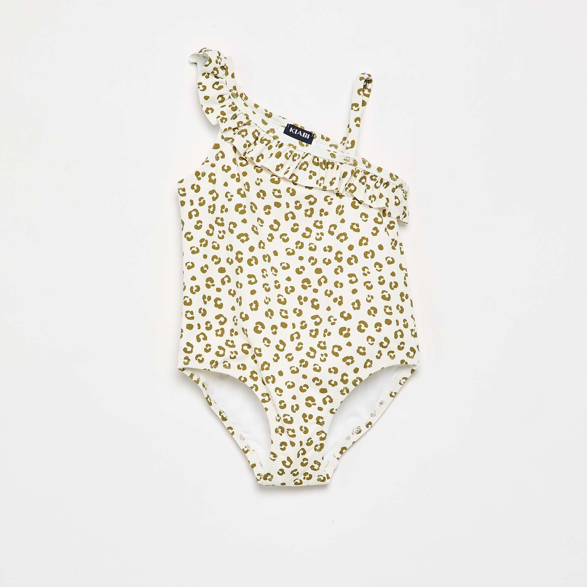 Maillot de bain 1 pièce avec col volanté MARRON