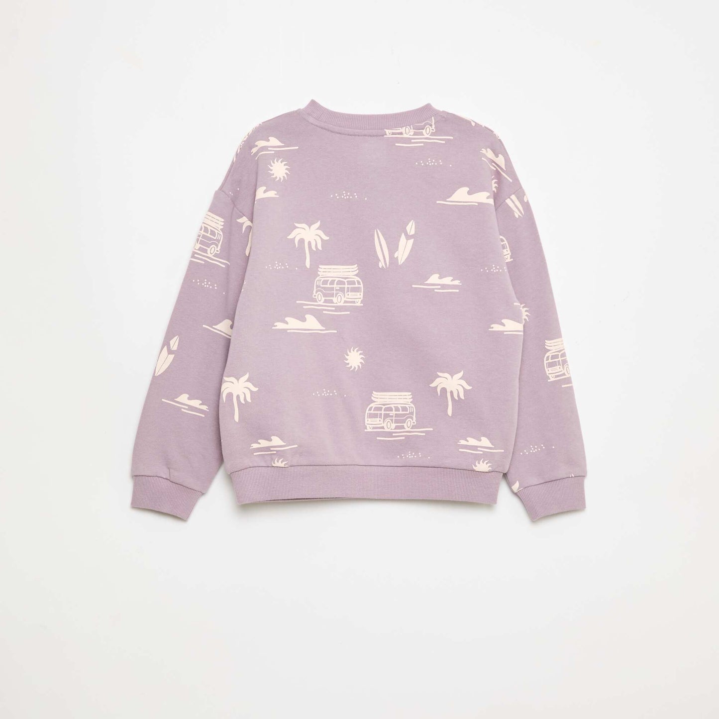 Pull col rond imprimé en coton VIOLET