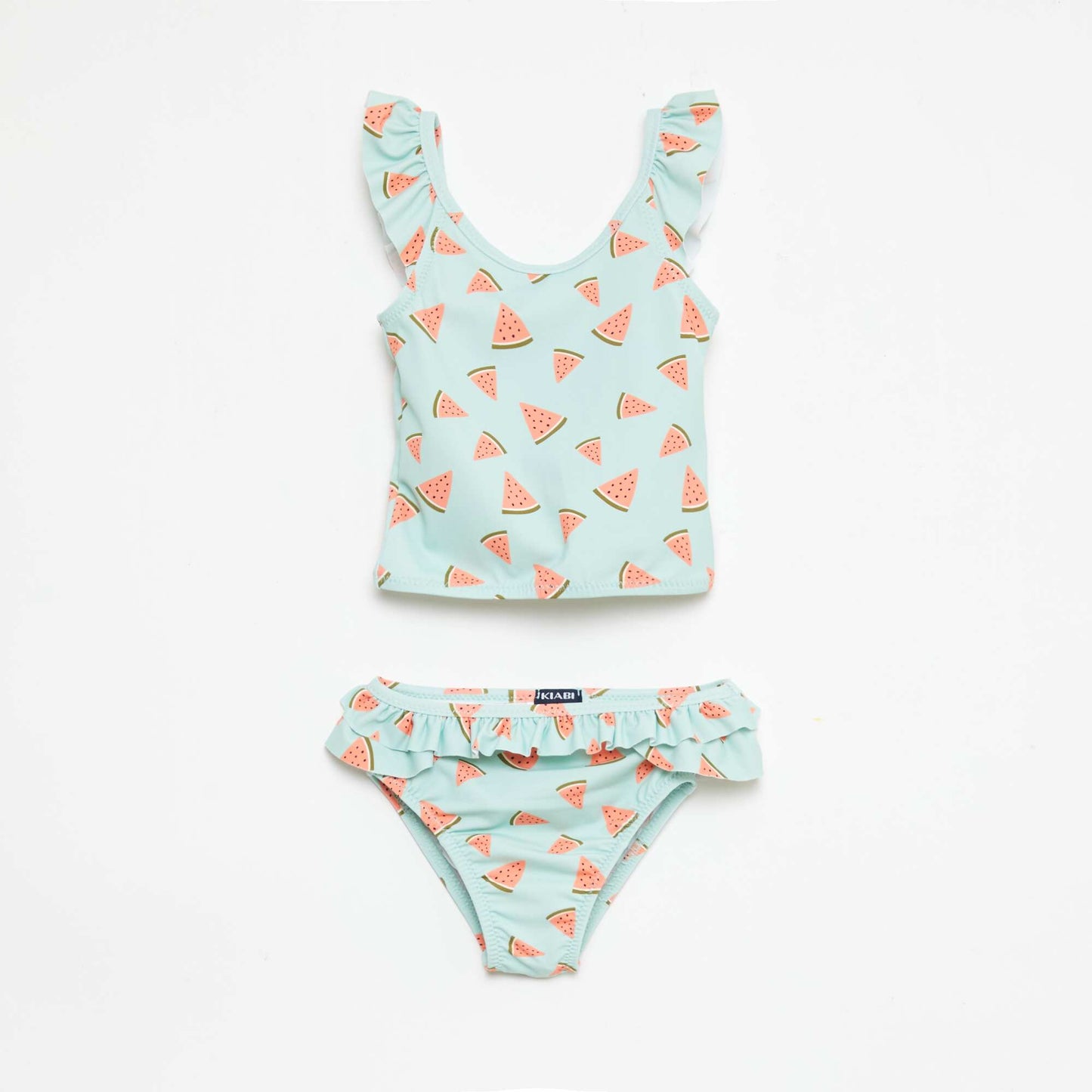 Maillot de bain 2 pièces avec effet volanté VERT