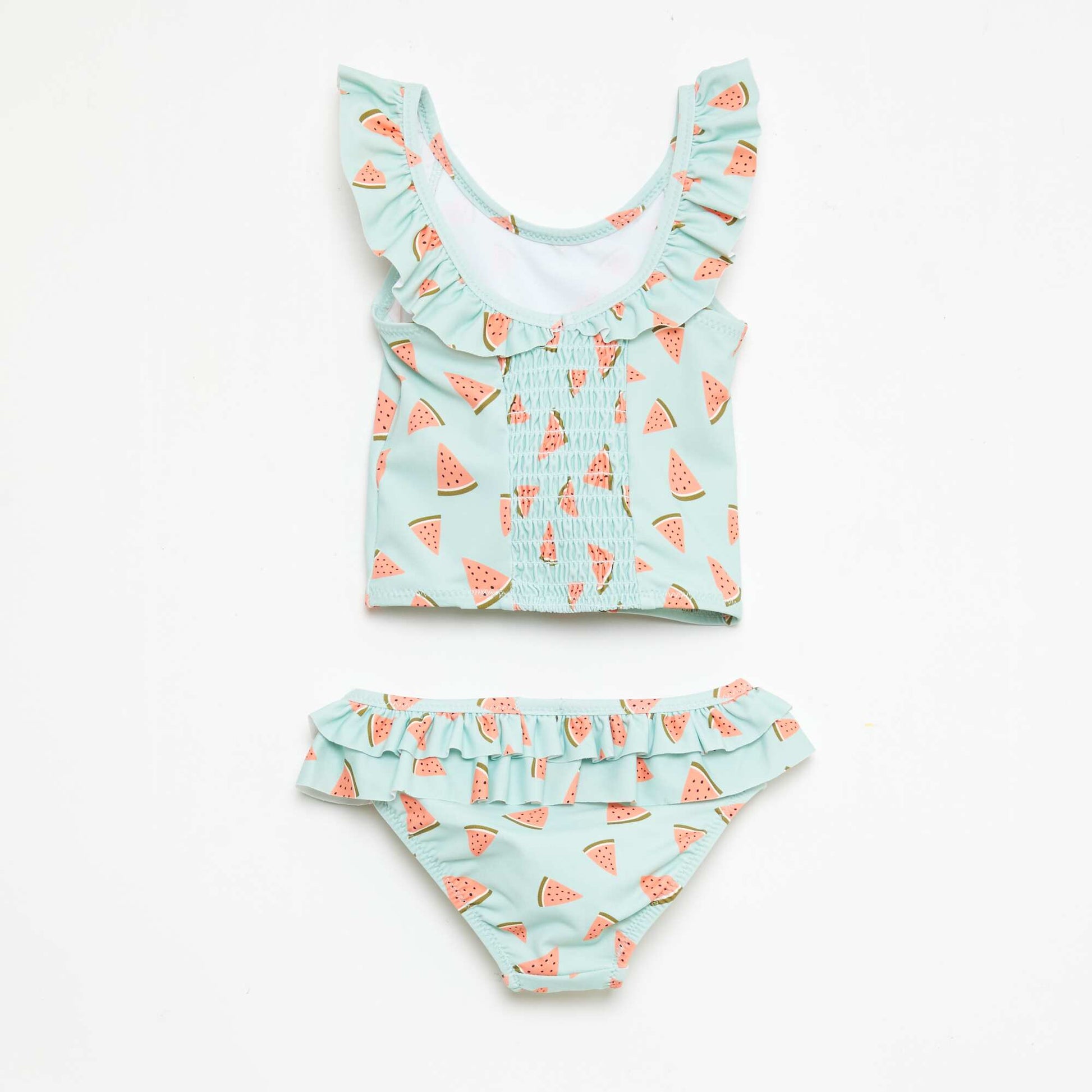 Maillot de bain 2 pièces avec effet volanté VERT