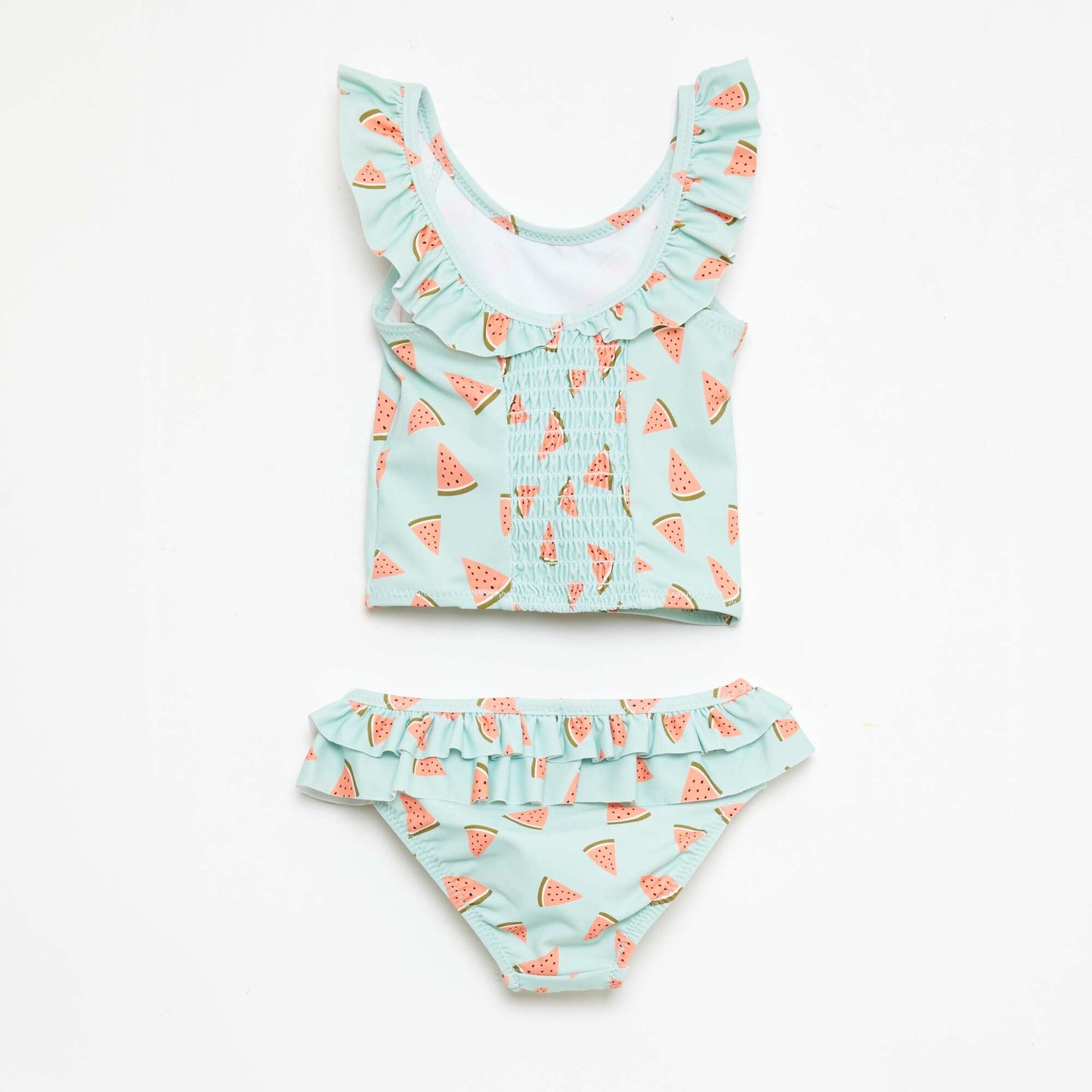 Maillot de bain 2 pièces avec effet volanté VERT