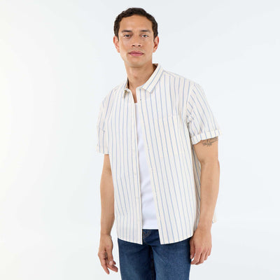 Chemise à manches courtes avec rayures BLANC