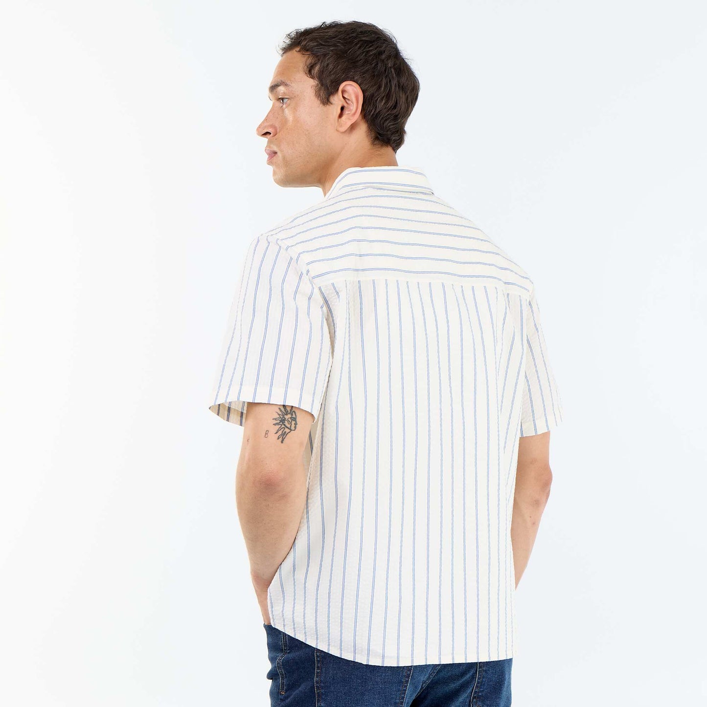 Chemise à manches courtes avec rayures BLANC