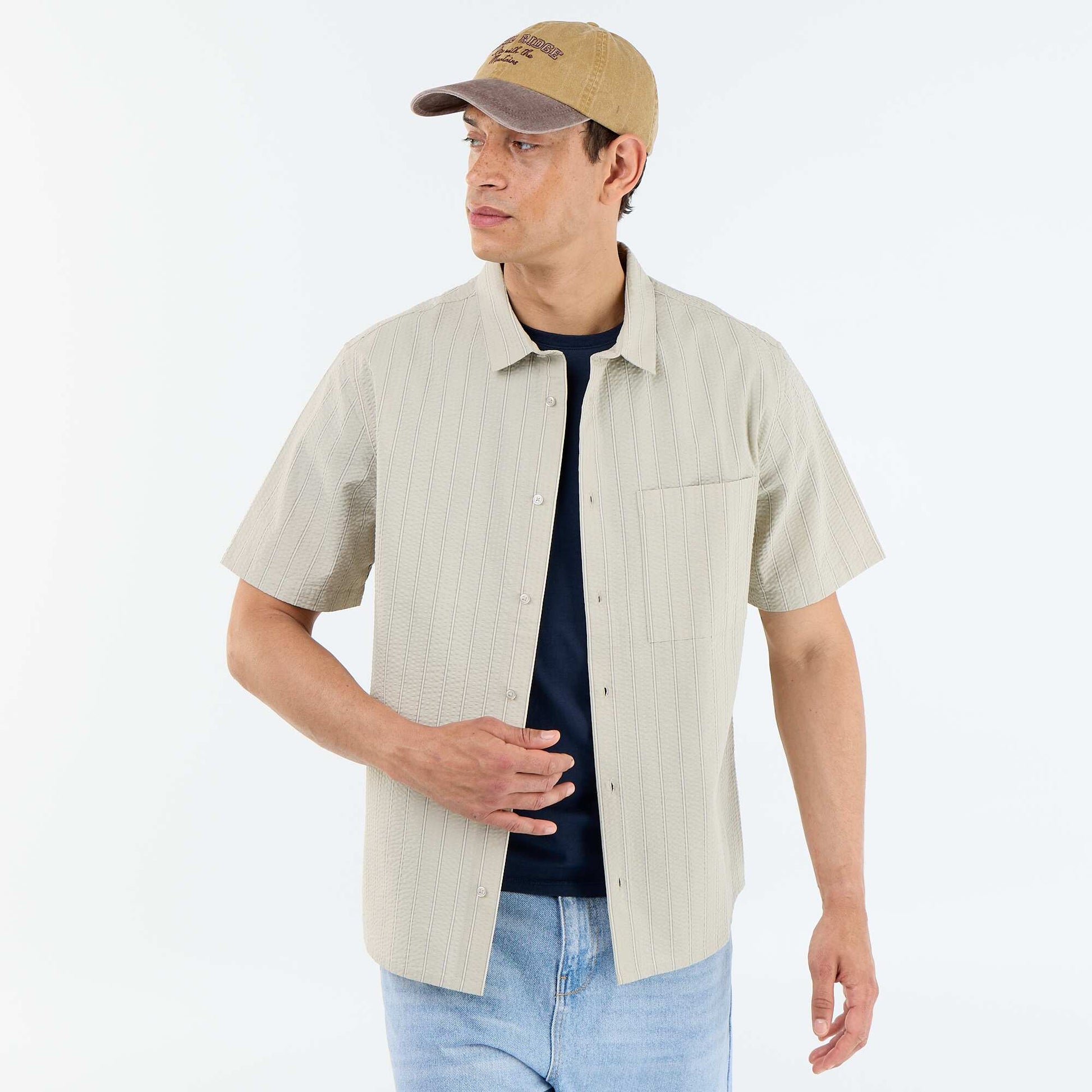 Chemise à manches courtes avec rayures VERT