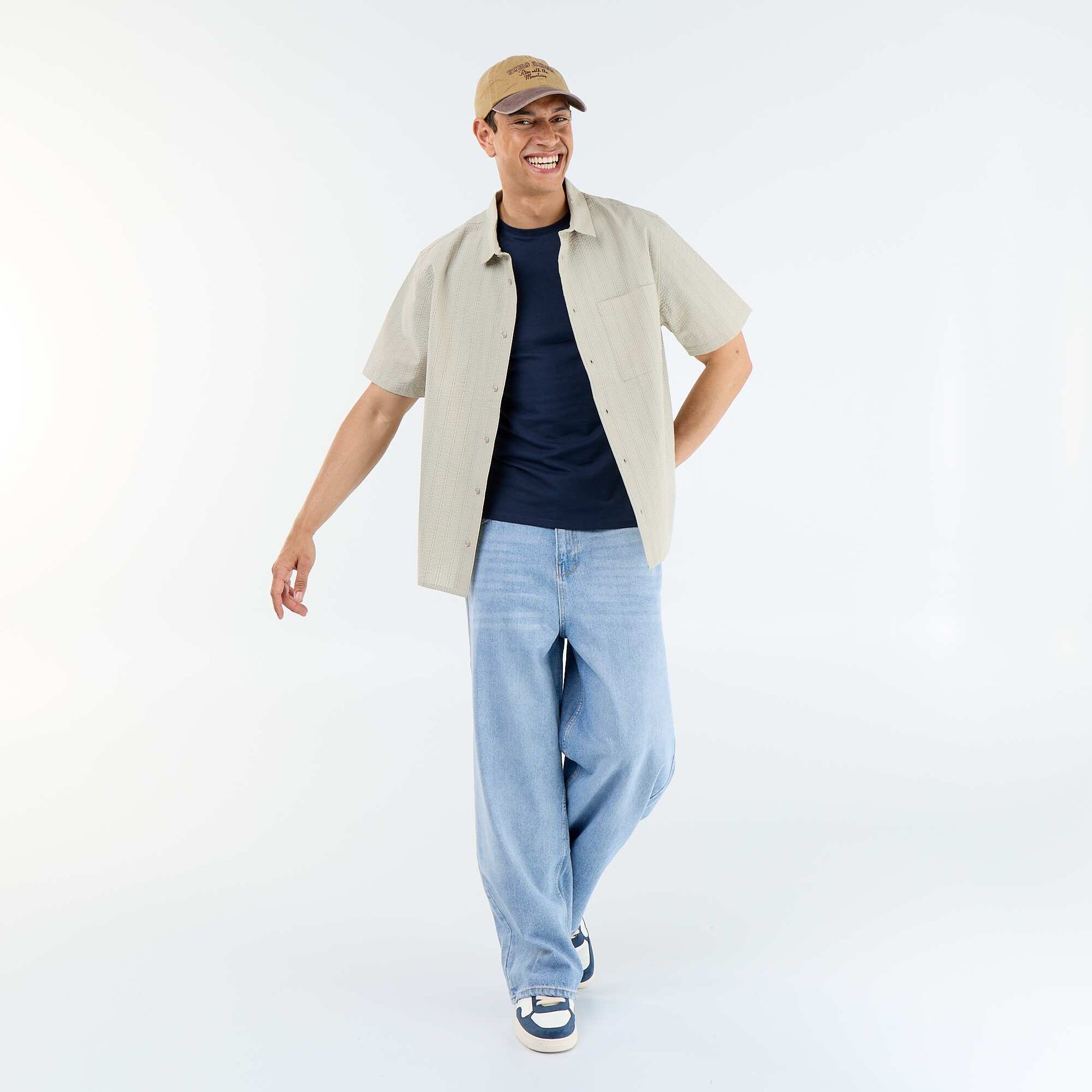 Chemise à manches courtes avec rayures VERT