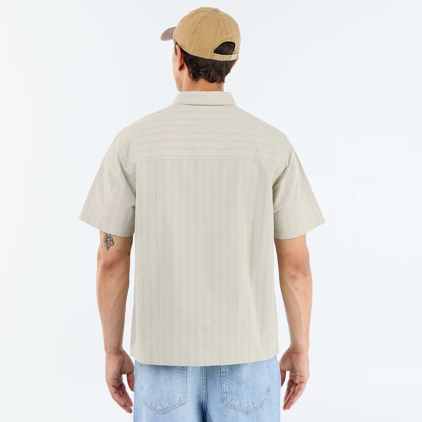 Chemise à manches courtes avec rayures VERT