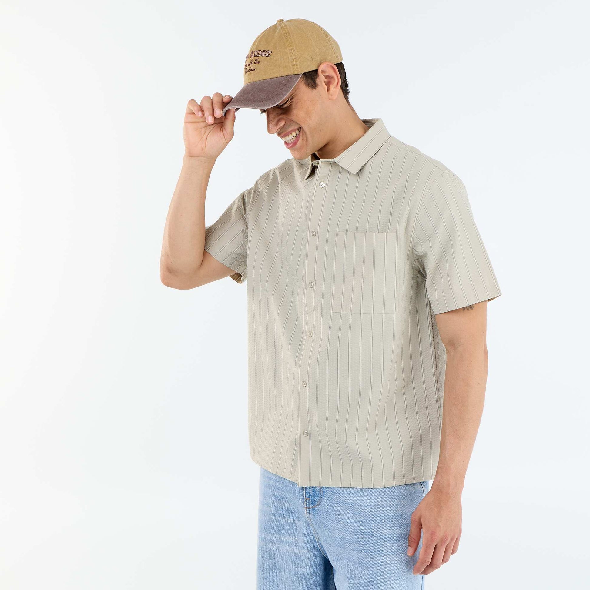 Chemise à manches courtes avec rayures VERT