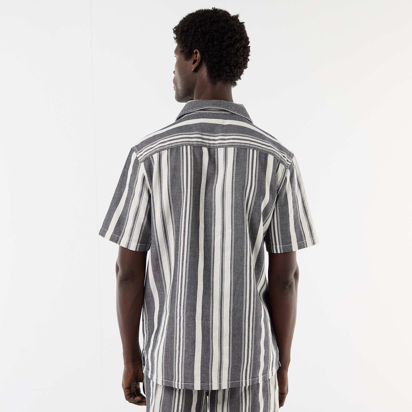 Chemise rayée à manches courtes NOIR