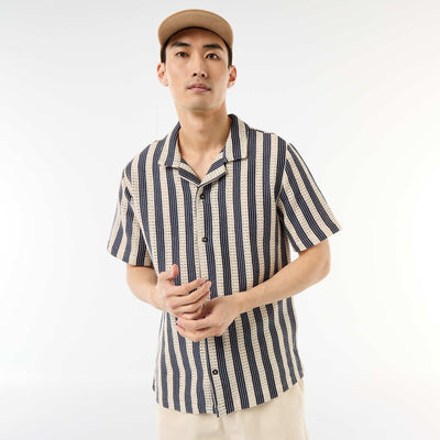 Chemise manches courtes en maille crochet BLEU