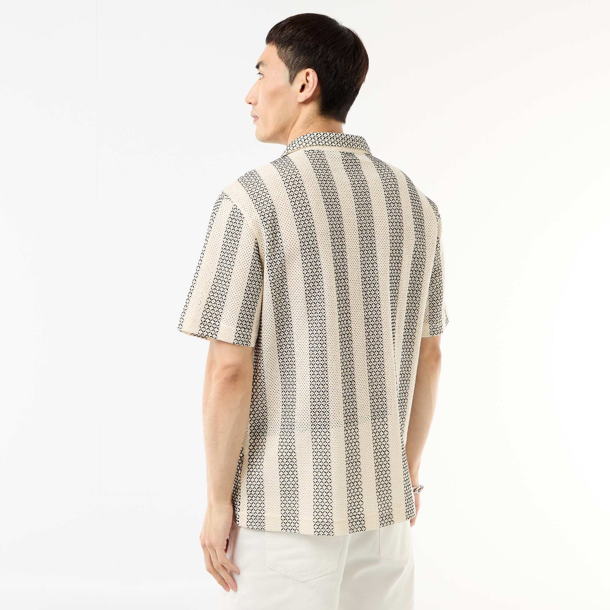 Chemise manches courtes en maille crochet BLANC