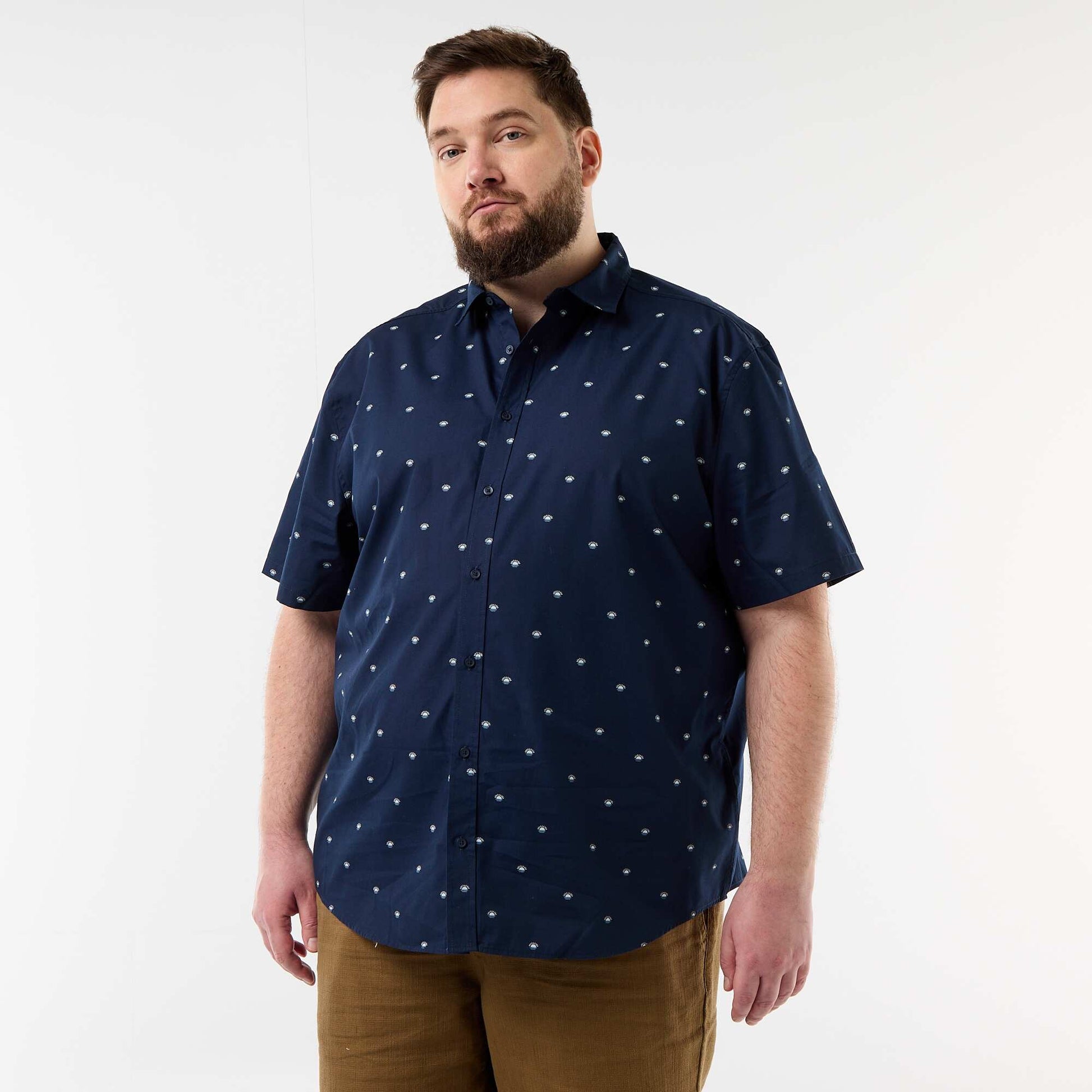 Chemise manches courtes à motif BLEU