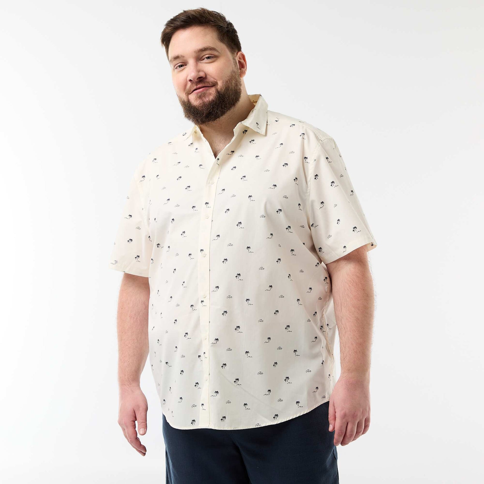 Chemise manches courtes à motif BLANC