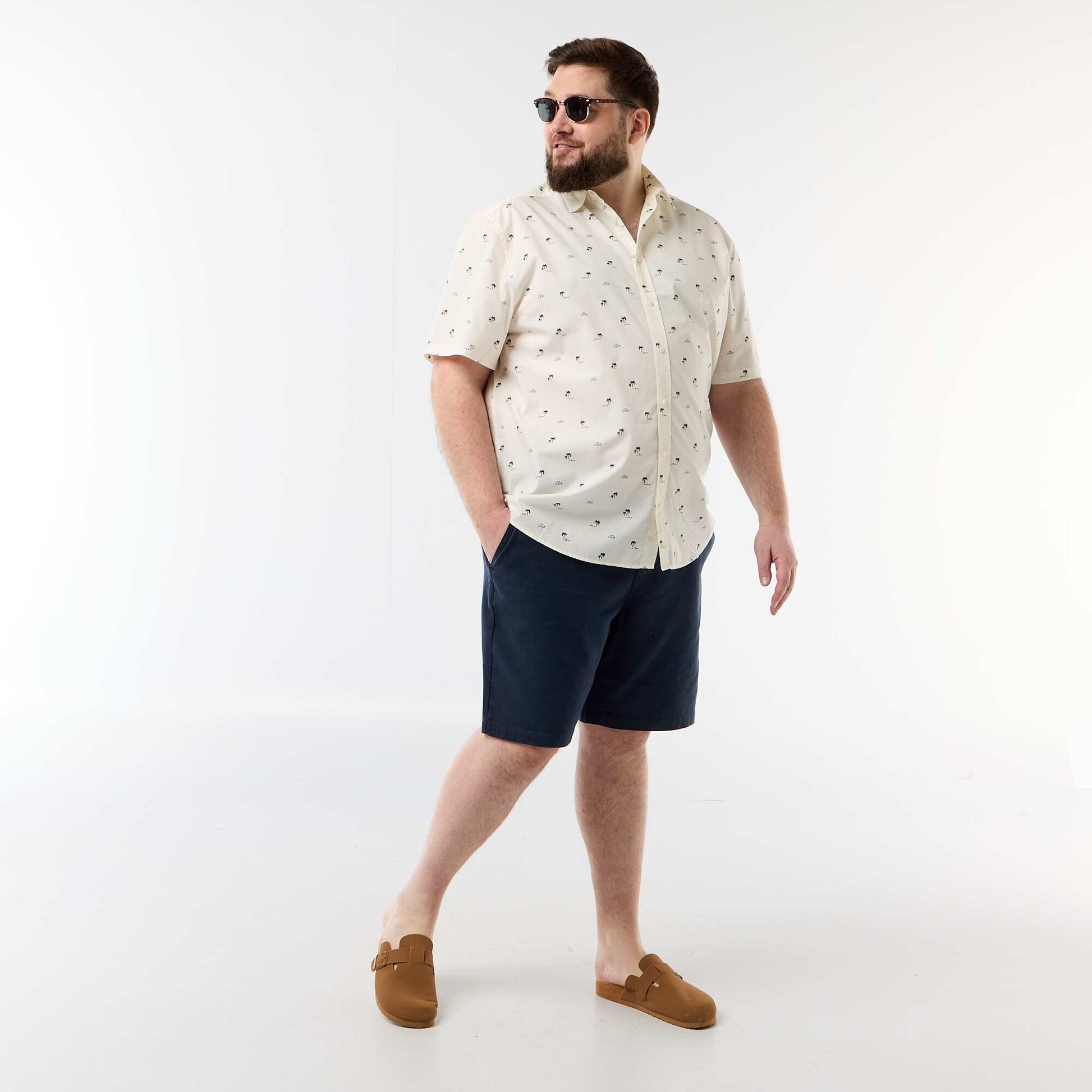 Chemise manches courtes à motif BLANC