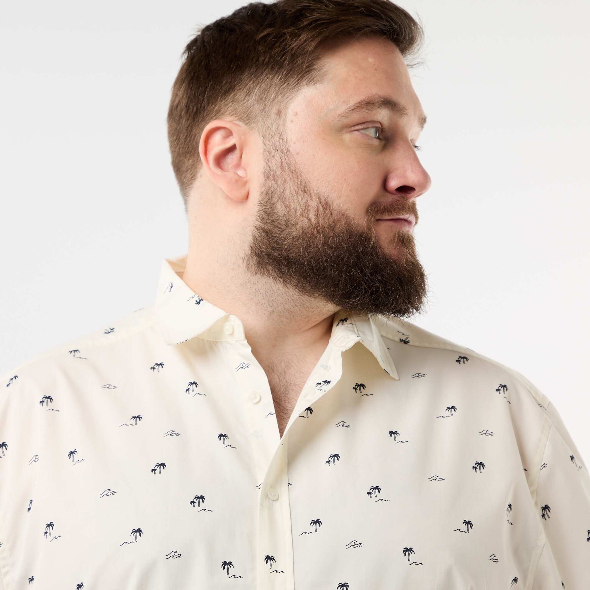 Chemise manches courtes à motif BLANC