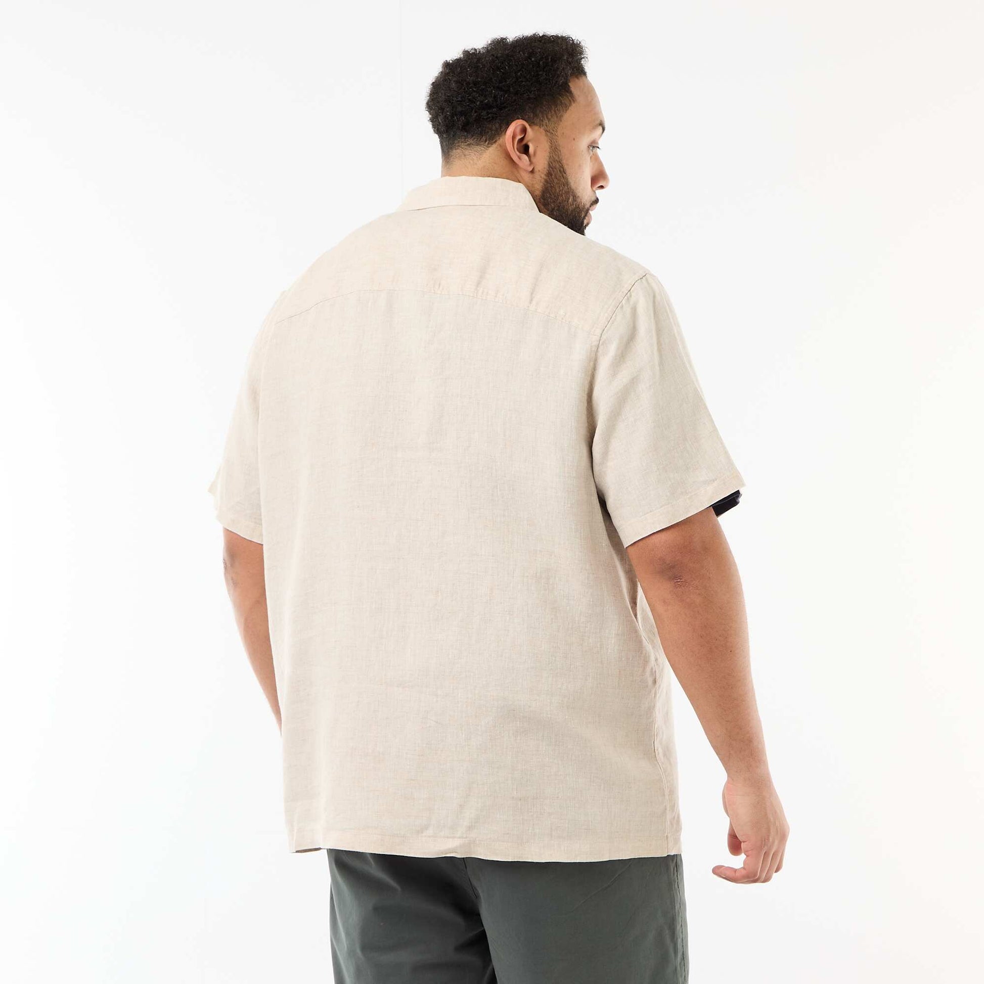 Chemise manches courtes en lin BEIGE